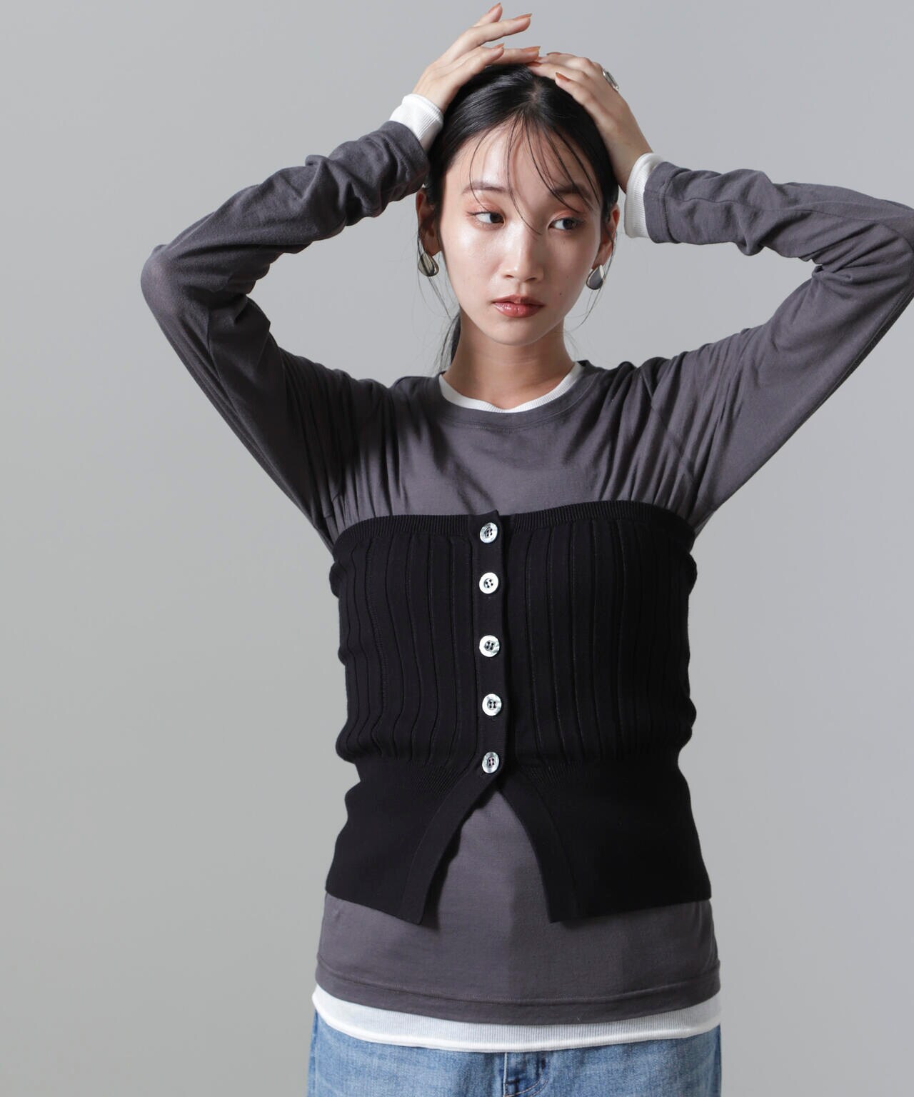 2WAYリブニットベアトップビスチェ 6694222311