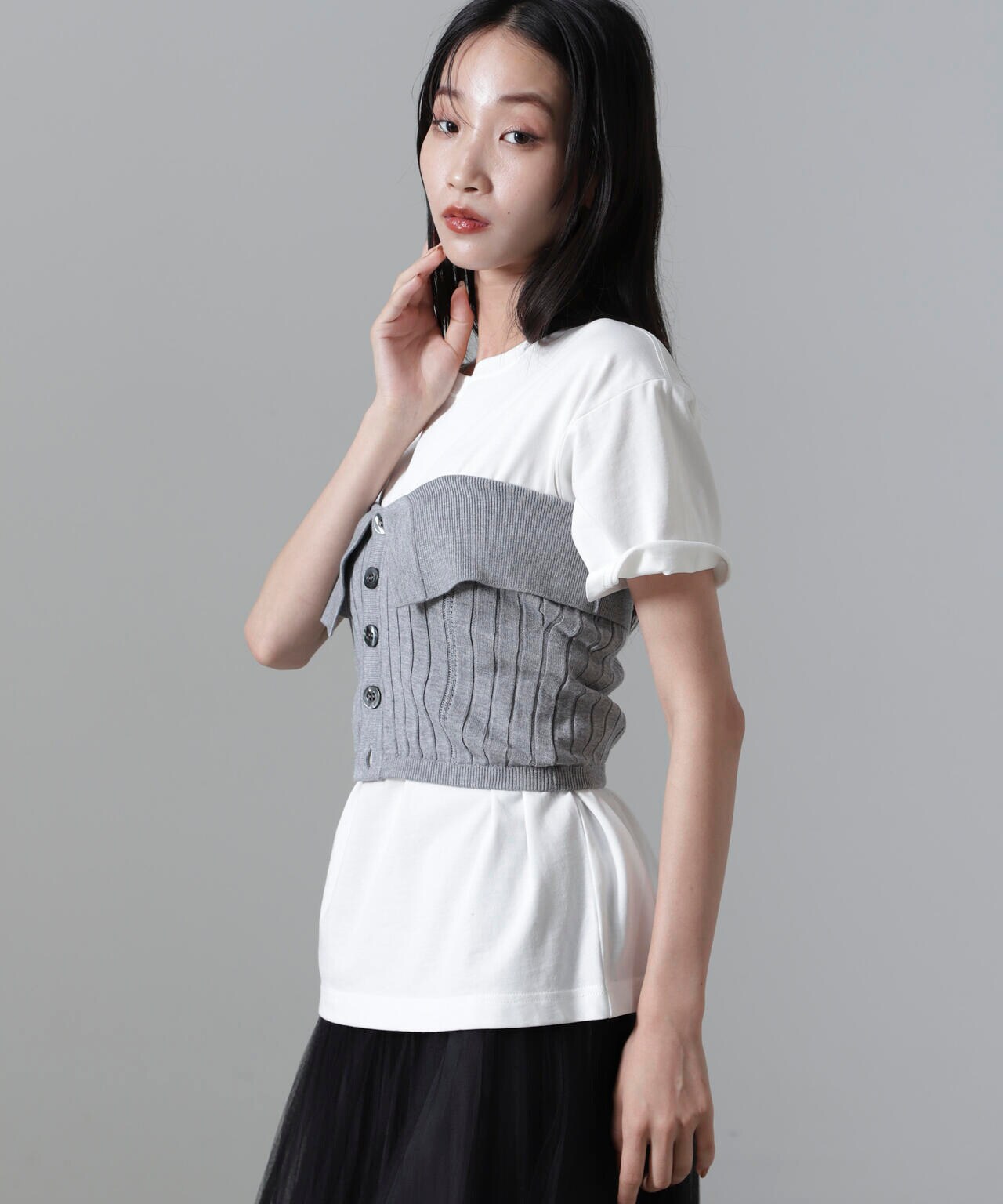 2WAYリブニットベアトップビスチェ 6694222311