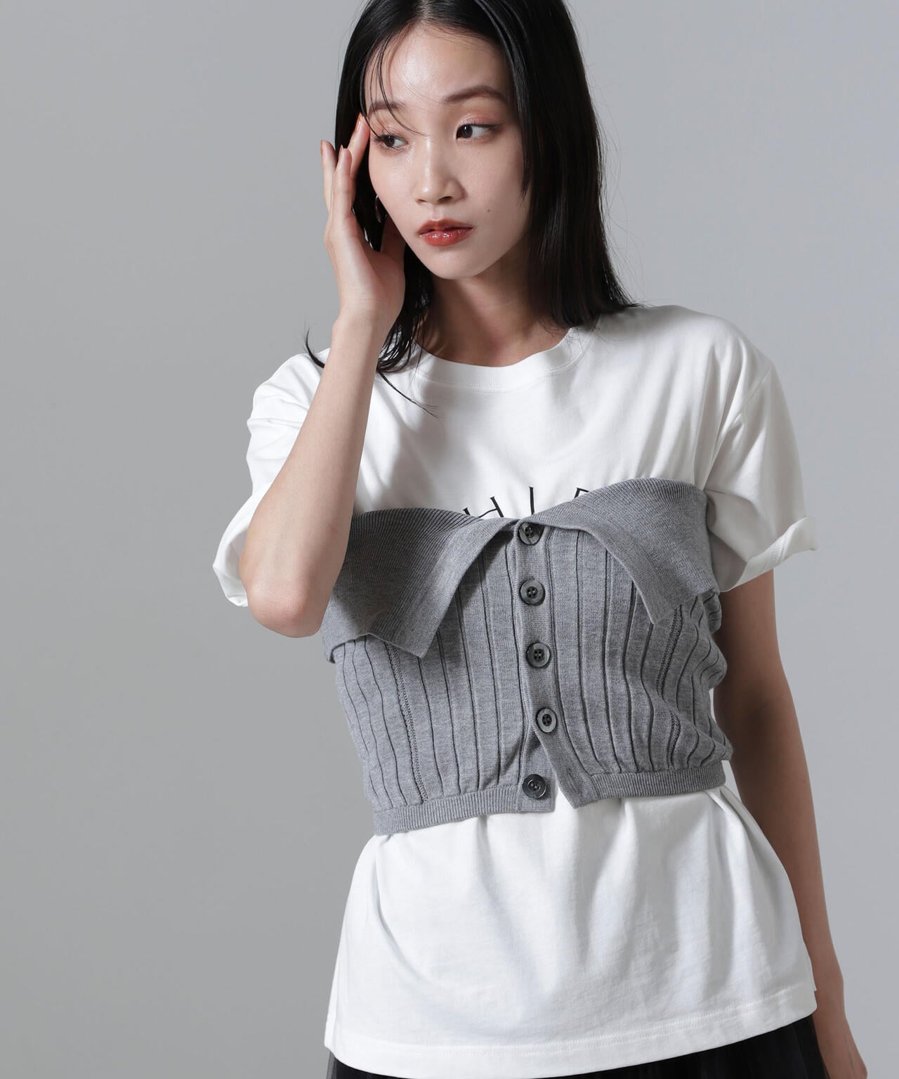 2WAYリブニットベアトップビスチェ 6694222311