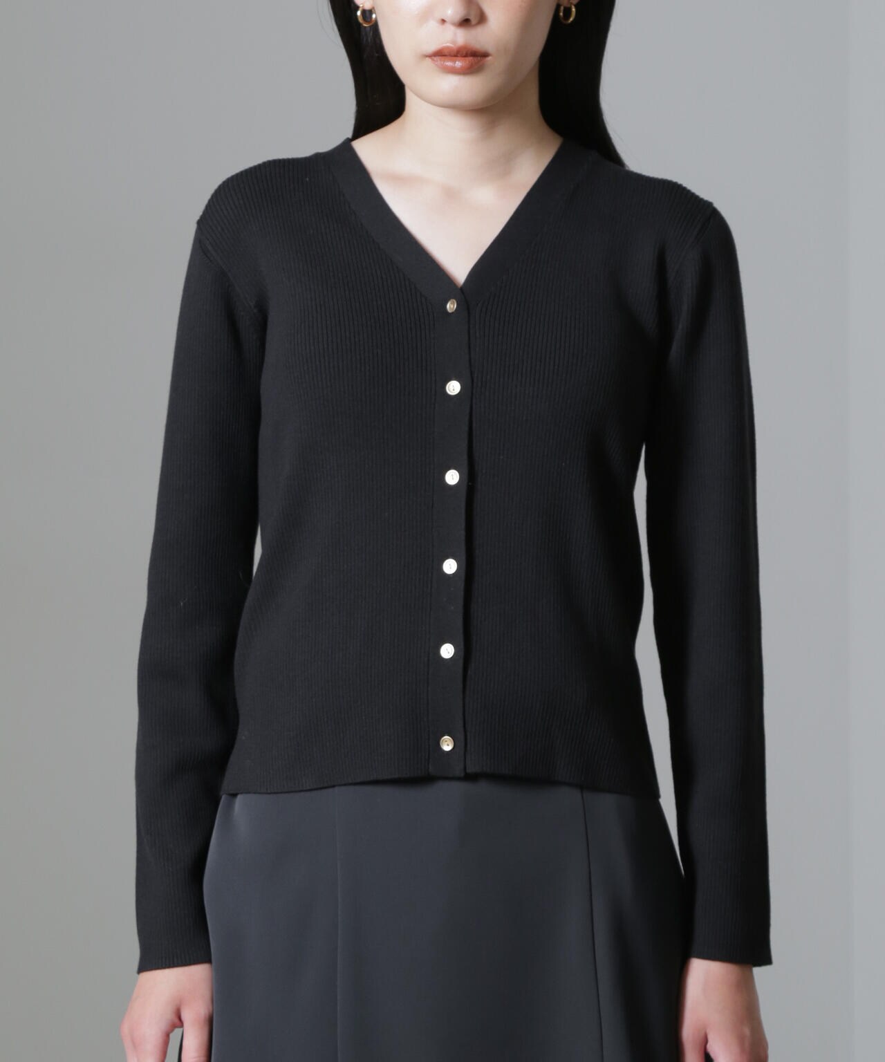 CICA&UVカット加工Vネックリブカーディガン 6694222316