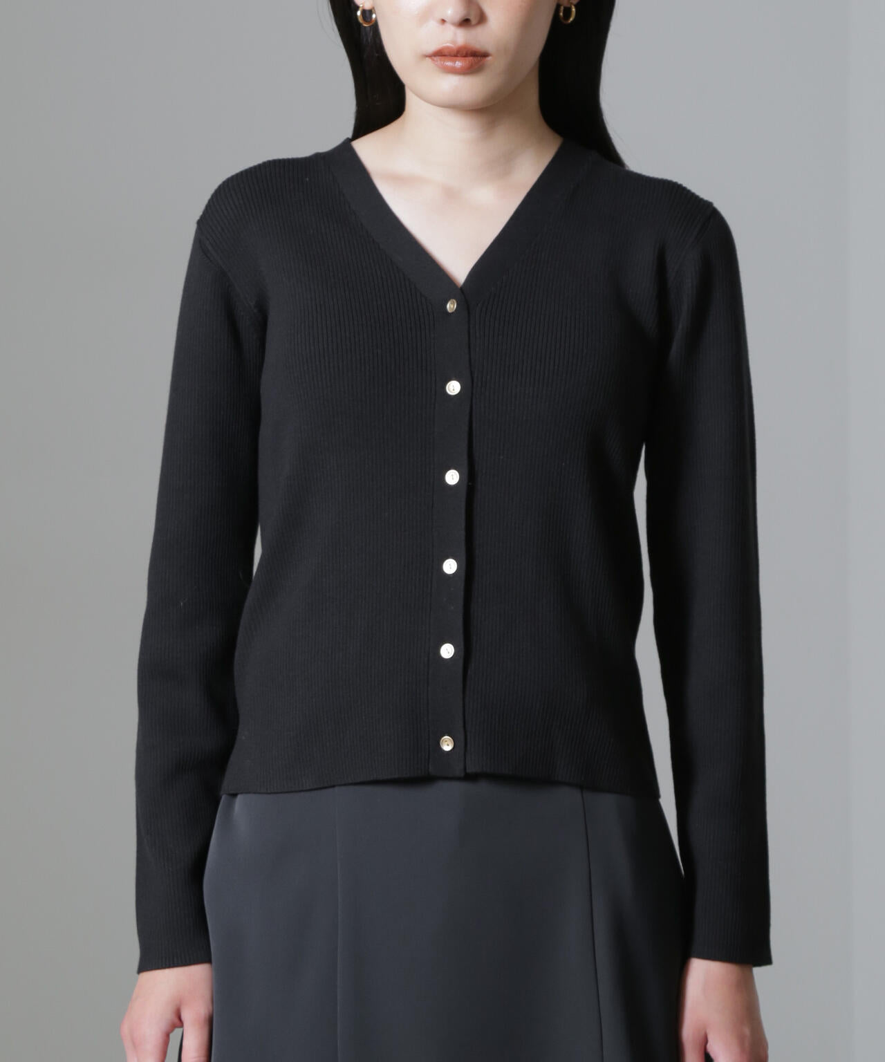 CICA&UVカット加工Vネックリブカーディガン 6694222316