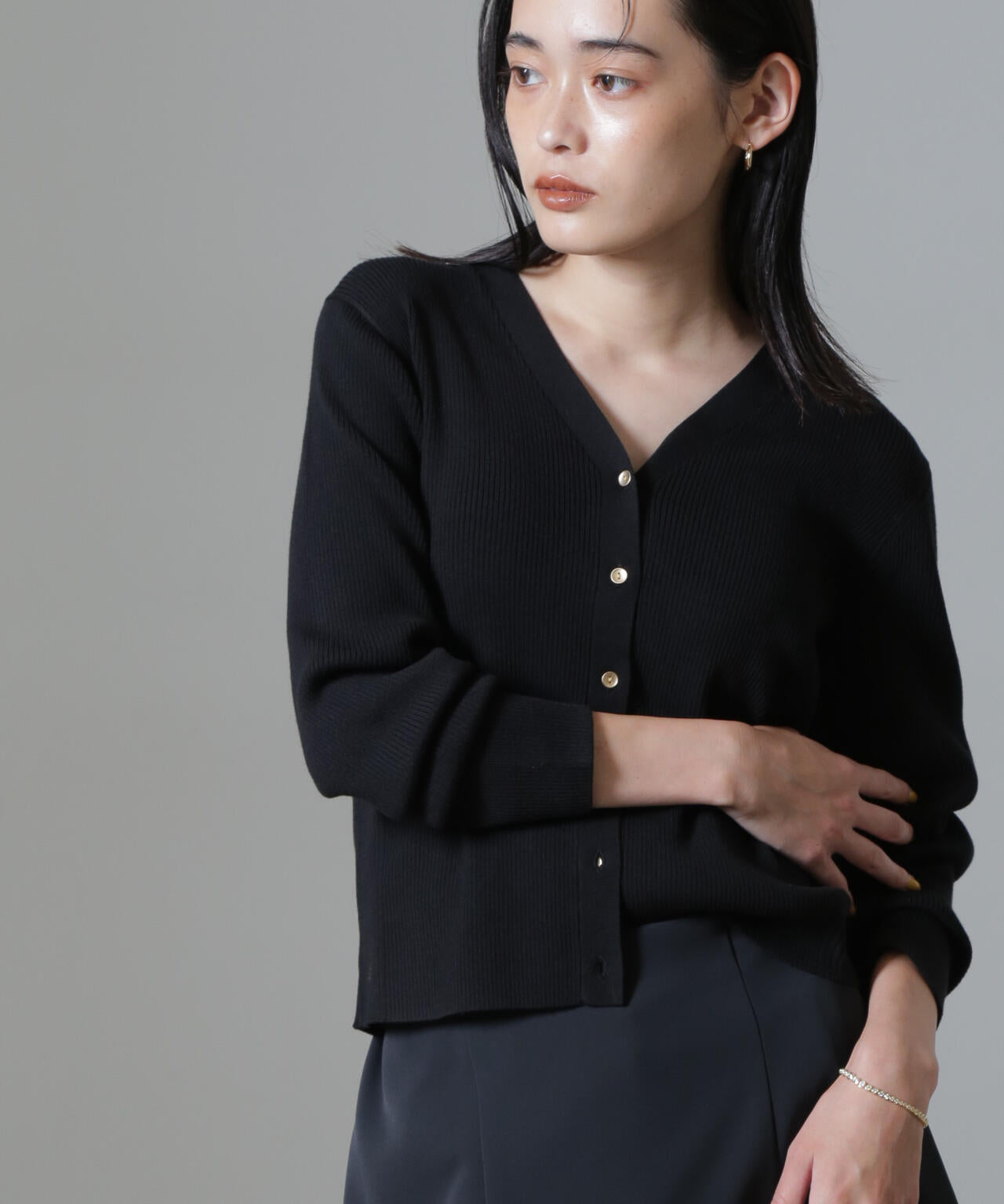 CICA&UVカット加工Vネックリブカーディガン 6694222316