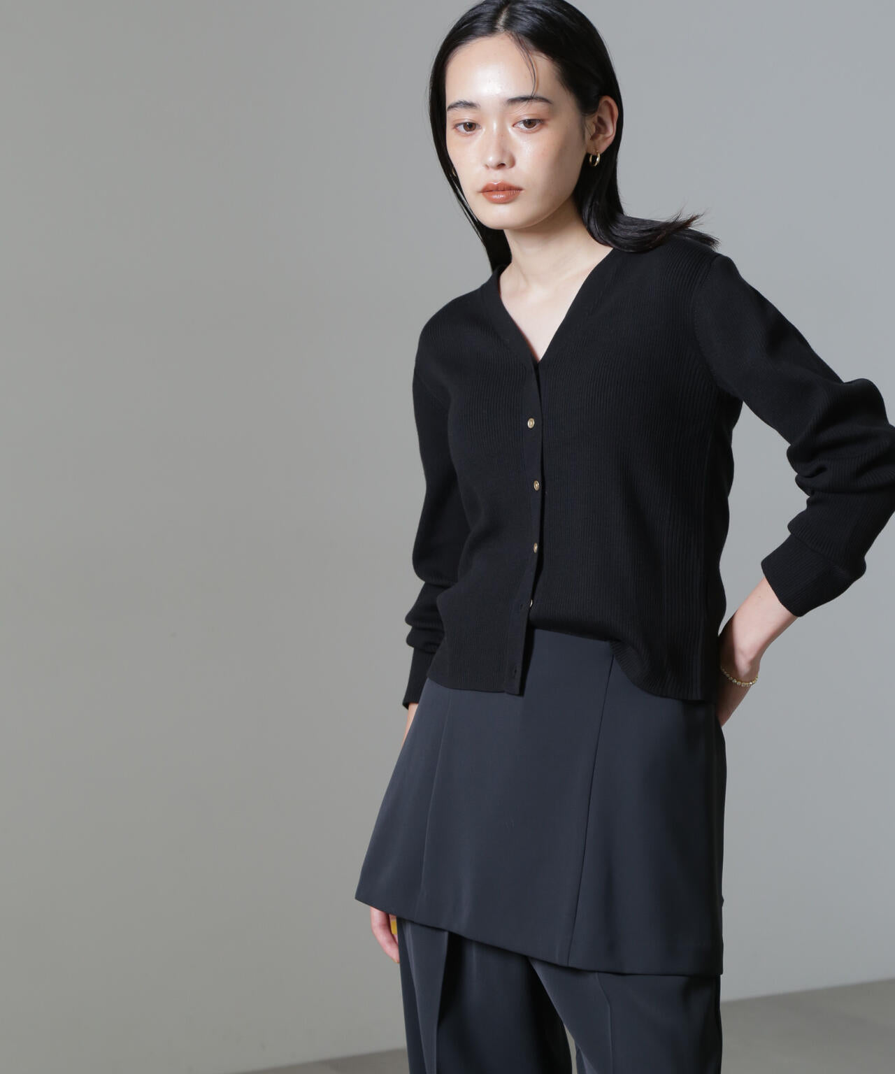 CICA&UVカット加工Vネックリブカーディガン 6694222316