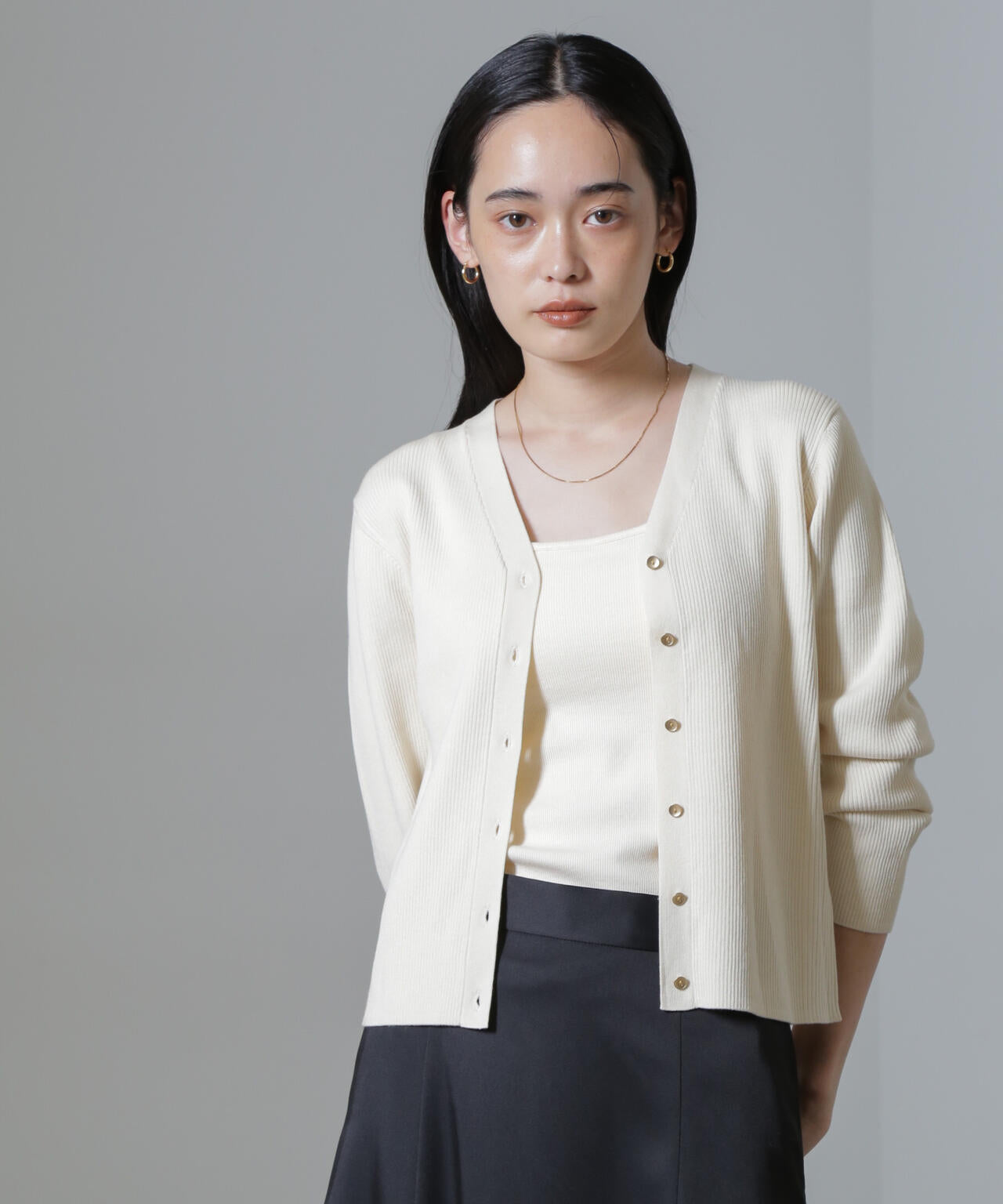 CICA&UVカット加工Vネックリブカーディガン 6694222316