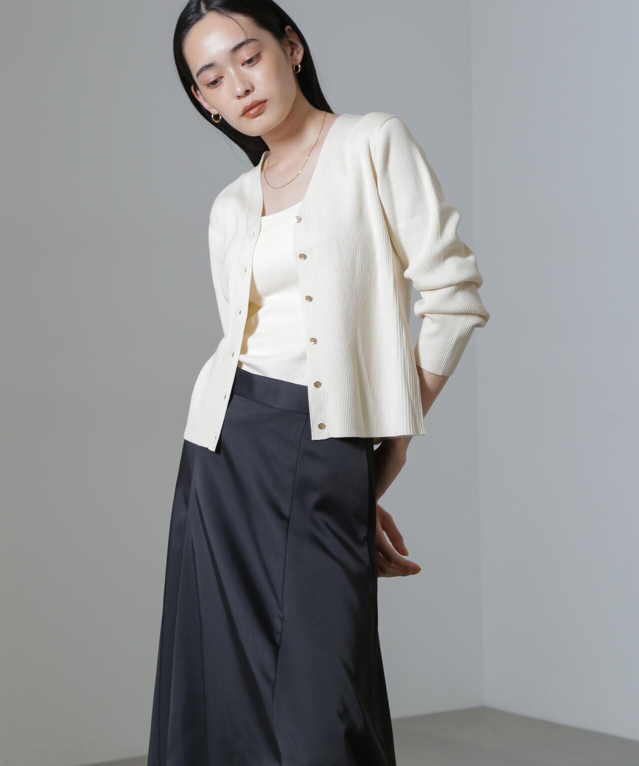 CICA&UVカット加工Vネックリブカーディガン 6694222316