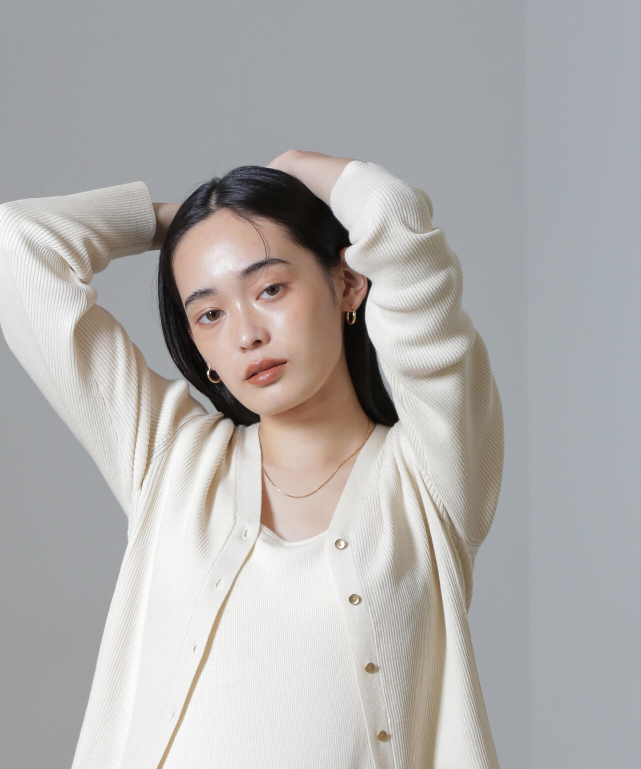 CICA&UVカット加工Vネックリブカーディガン 6694222316