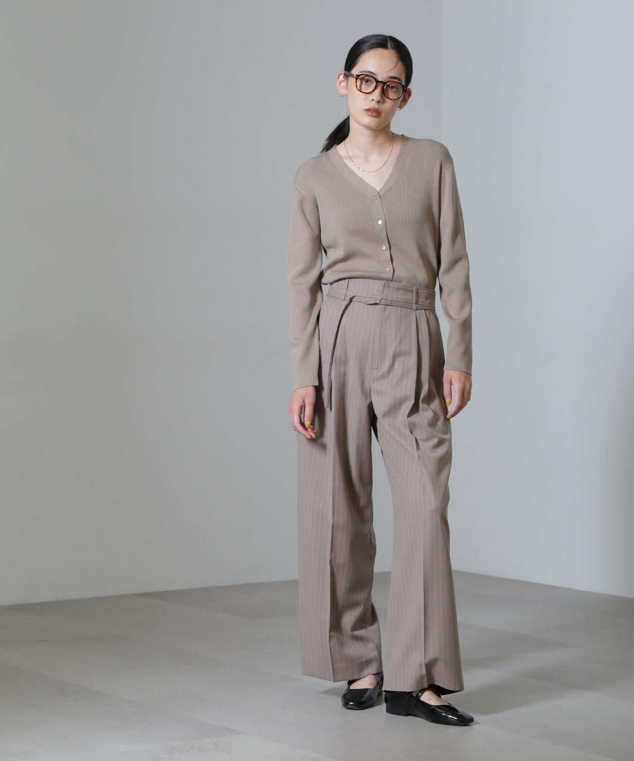 CICA&UVカット加工Vネックリブカーディガン 6694222316