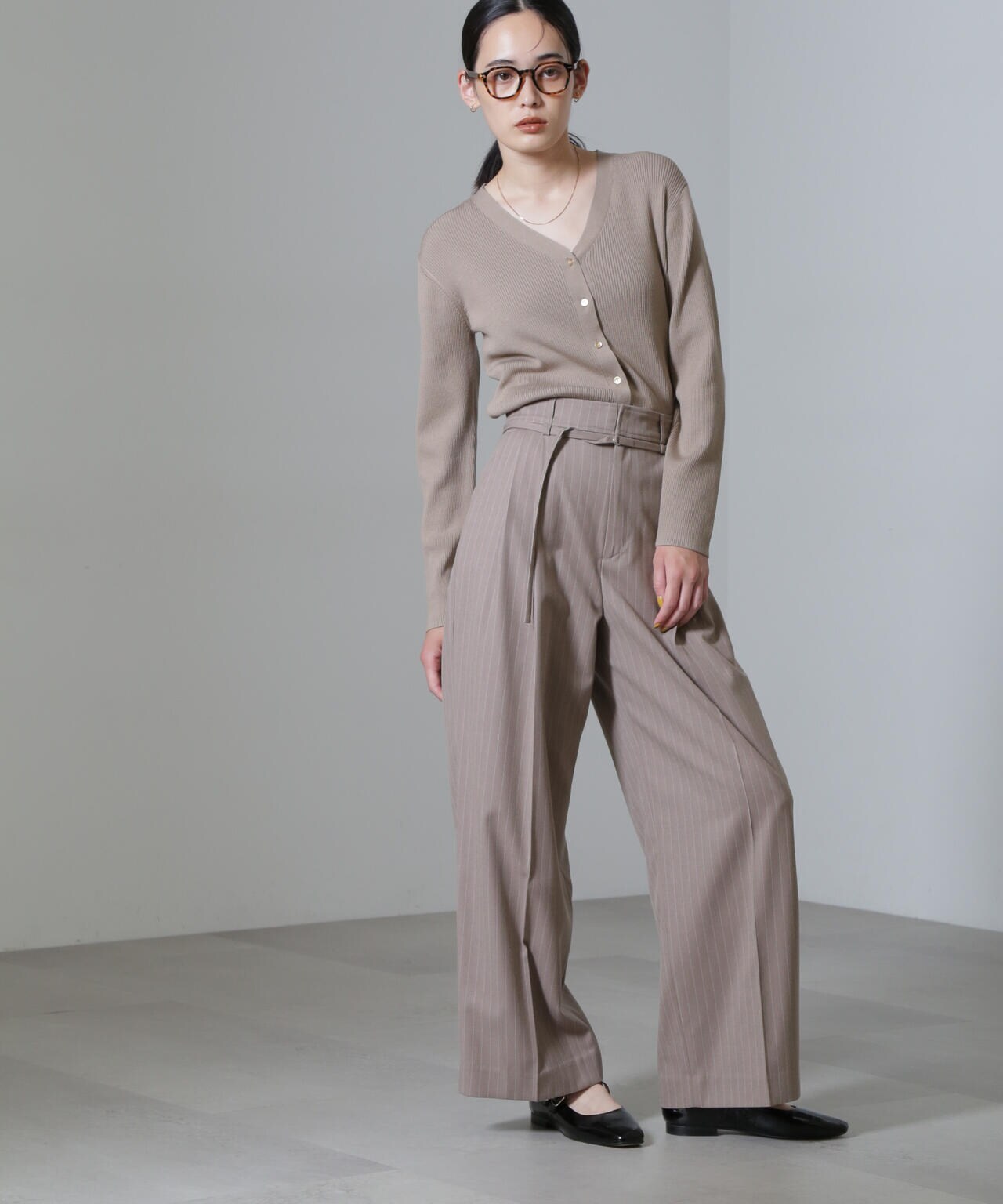 CICA&UVカット加工Vネックリブカーディガン 6694222316