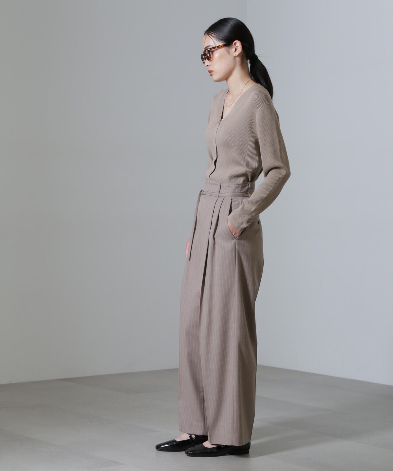 CICA&UVカット加工Vネックリブカーディガン 6694222316