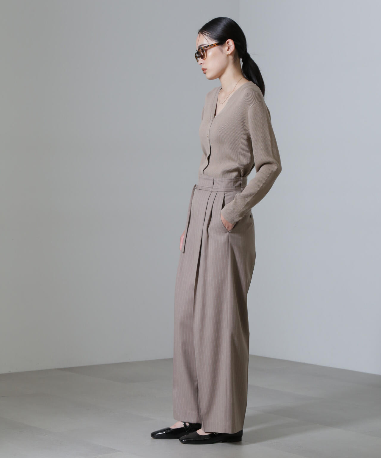 CICA&UVカット加工Vネックリブカーディガン 6694222316