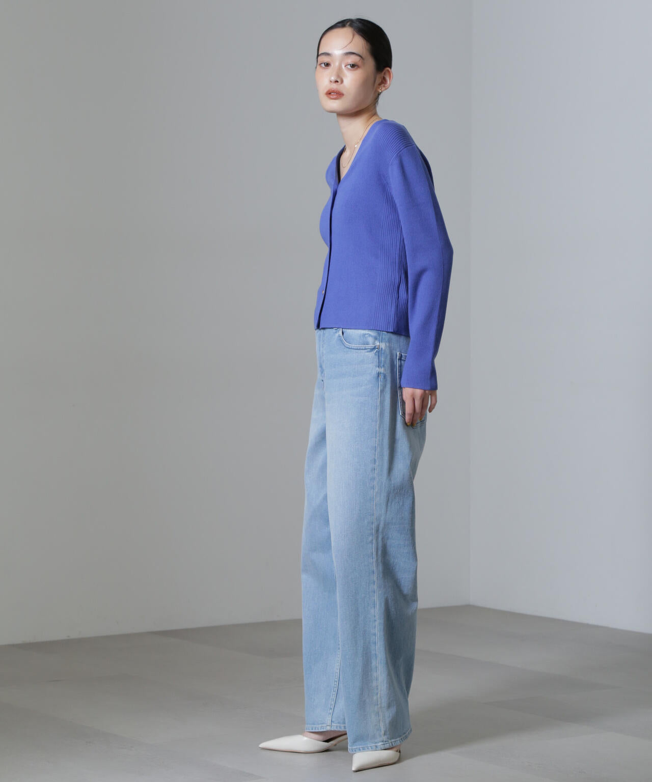 CICA&UVカット加工Vネックリブカーディガン 6694222316