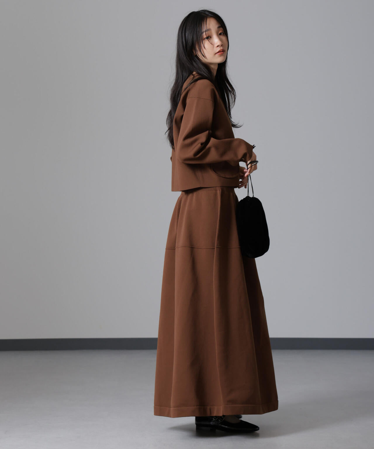 ノーカラーニットジャケット (セットアップ可) 6694222320