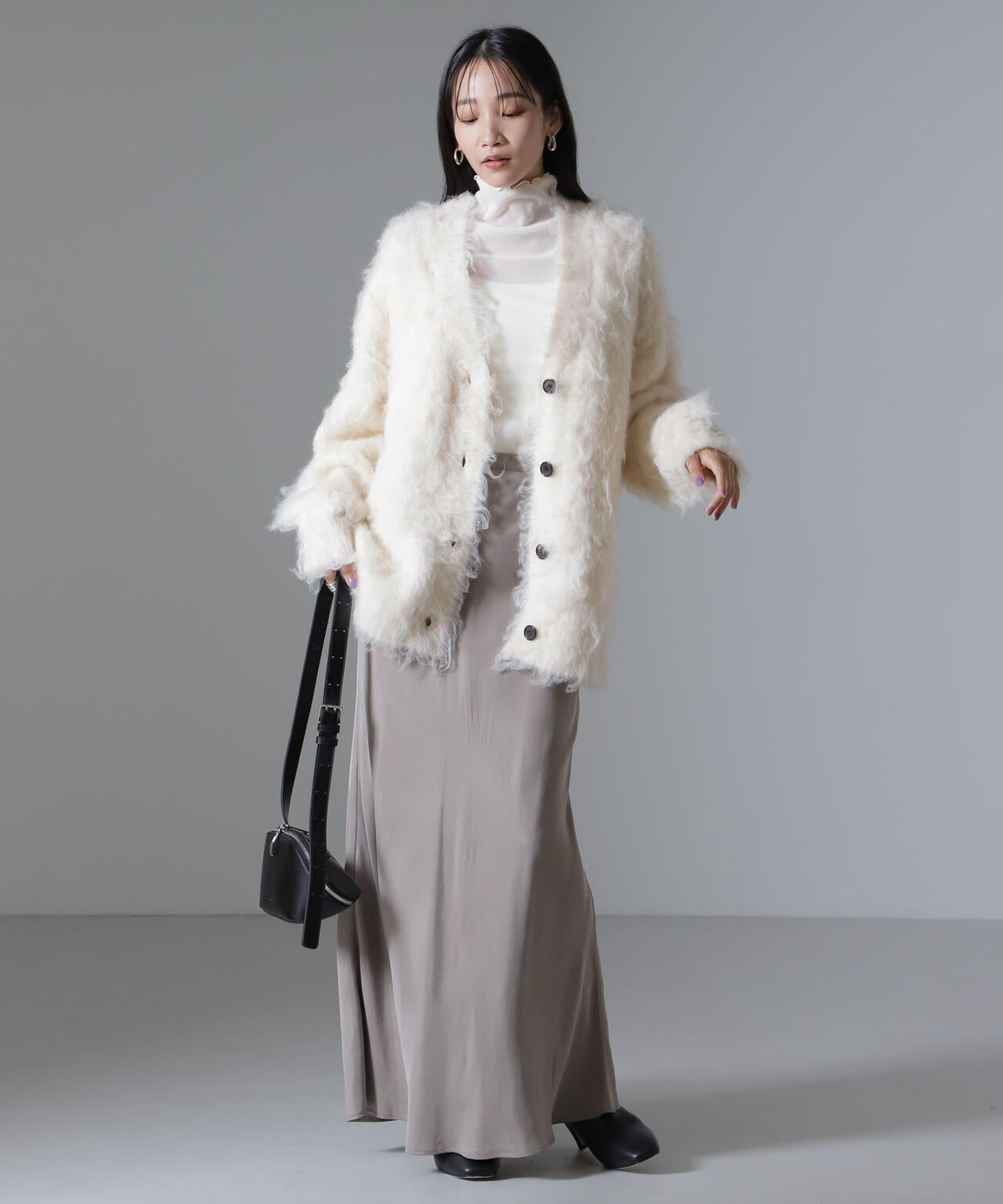 ロングシャギーニットカーディガン 6694222323