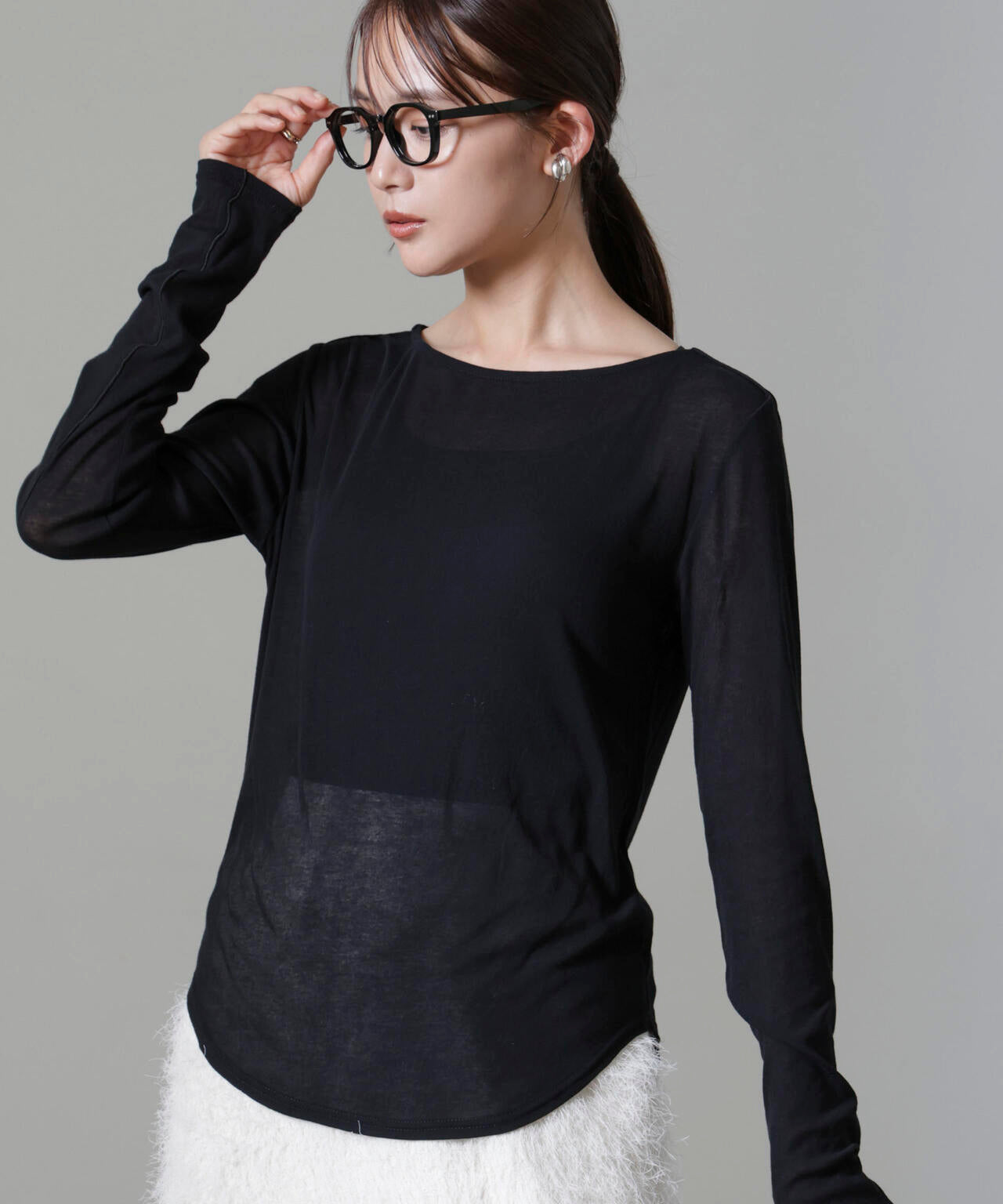 シアーガーゼボートネックトップス 6694223306