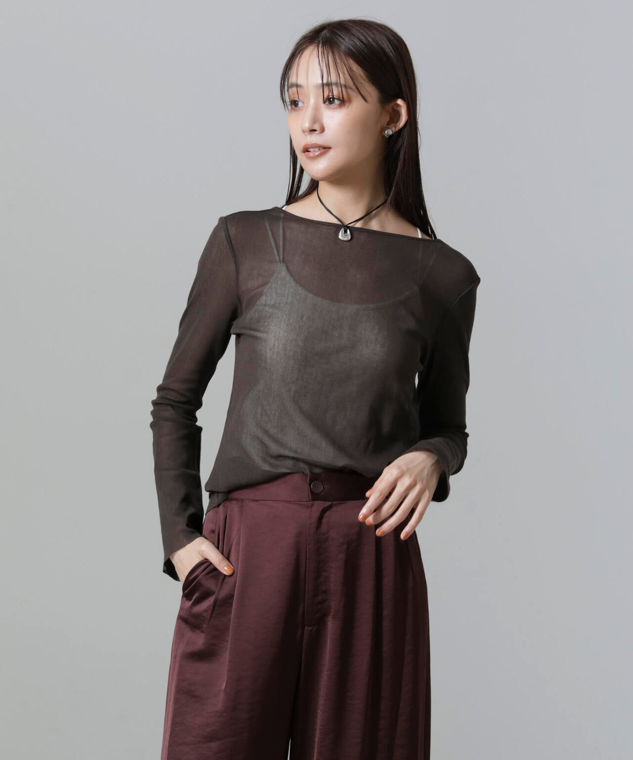 フレアスリーブメッシュトップス 6694223310