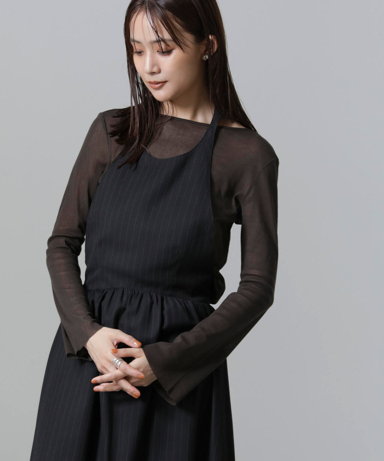 フレアスリーブメッシュトップス 6694223310