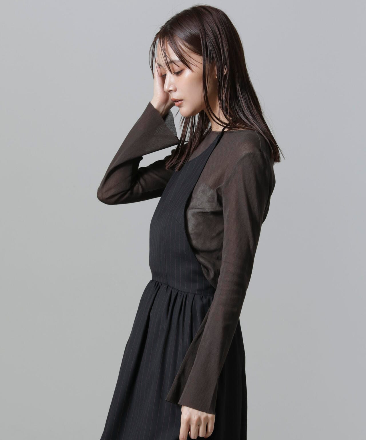 フレアスリーブメッシュトップス 6694223310