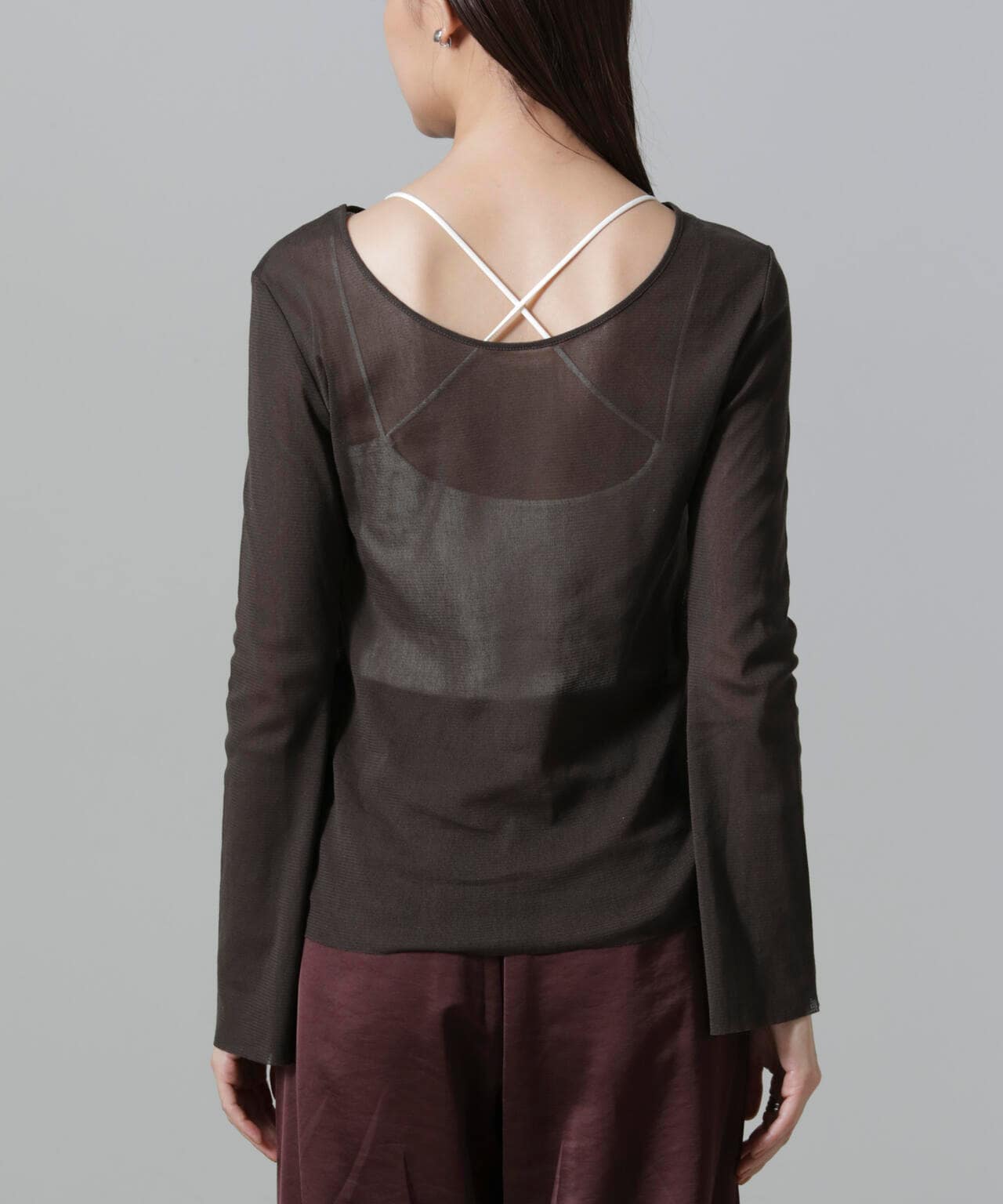 フレアスリーブメッシュトップス 6694223310