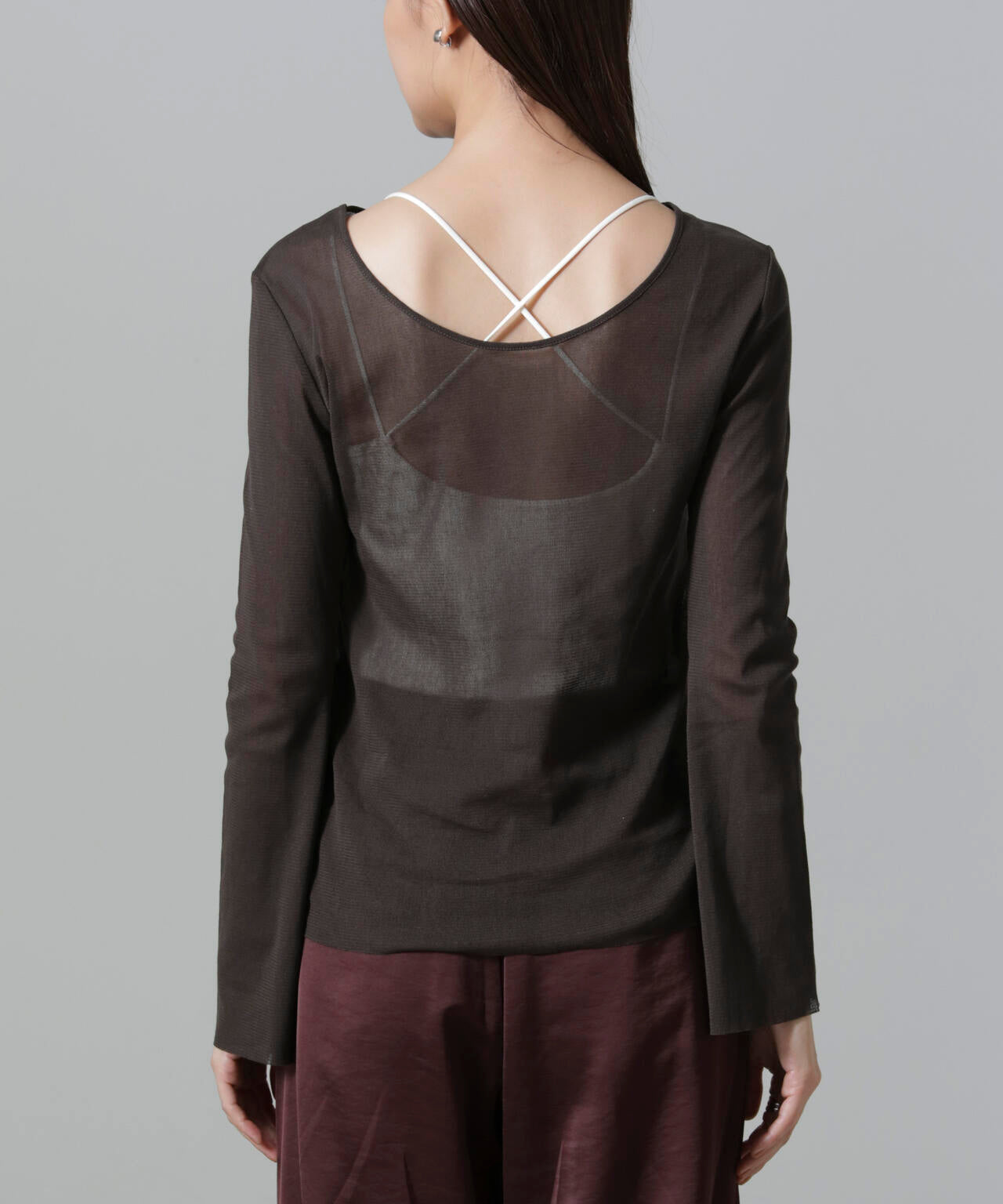 フレアスリーブメッシュトップス 6694223310