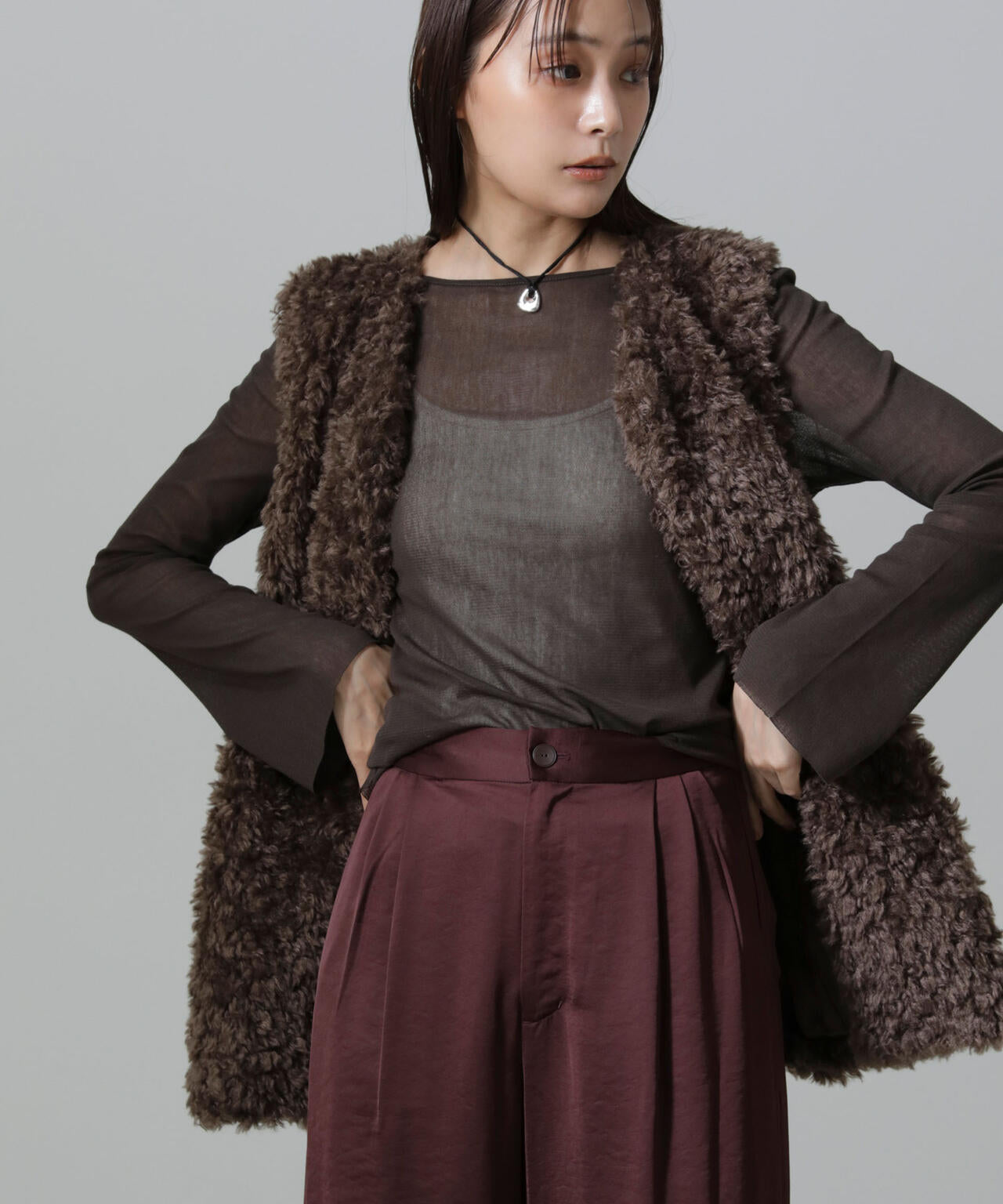 フレアスリーブメッシュトップス 6694223310