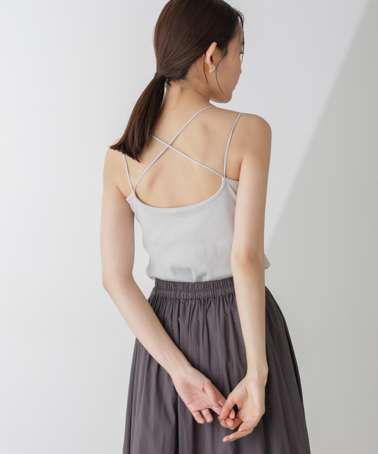 ラメテレコカップ付きバッククロスキャミソール 6694224311