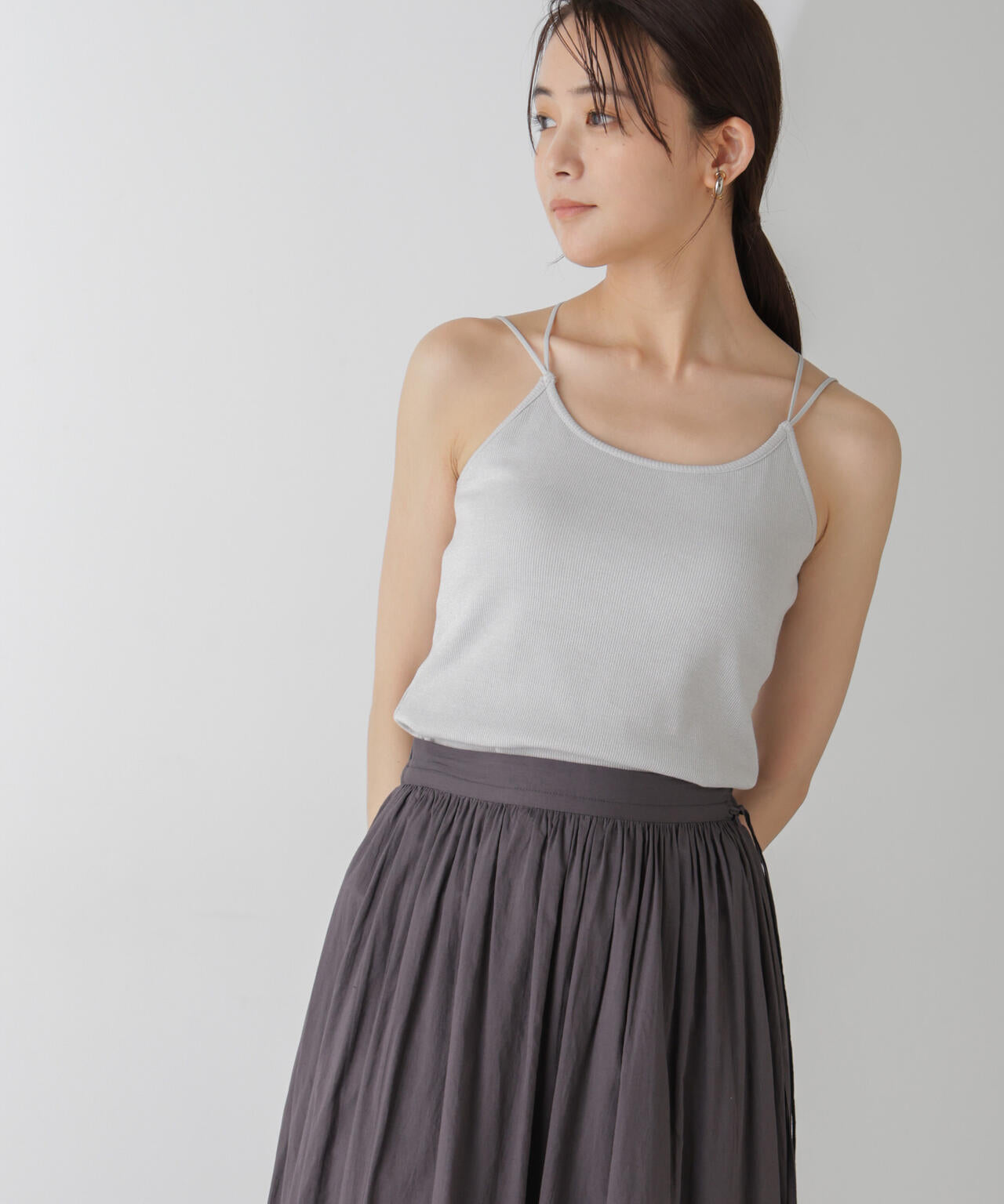 ラメテレコカップ付きバッククロスキャミソール 6694224311