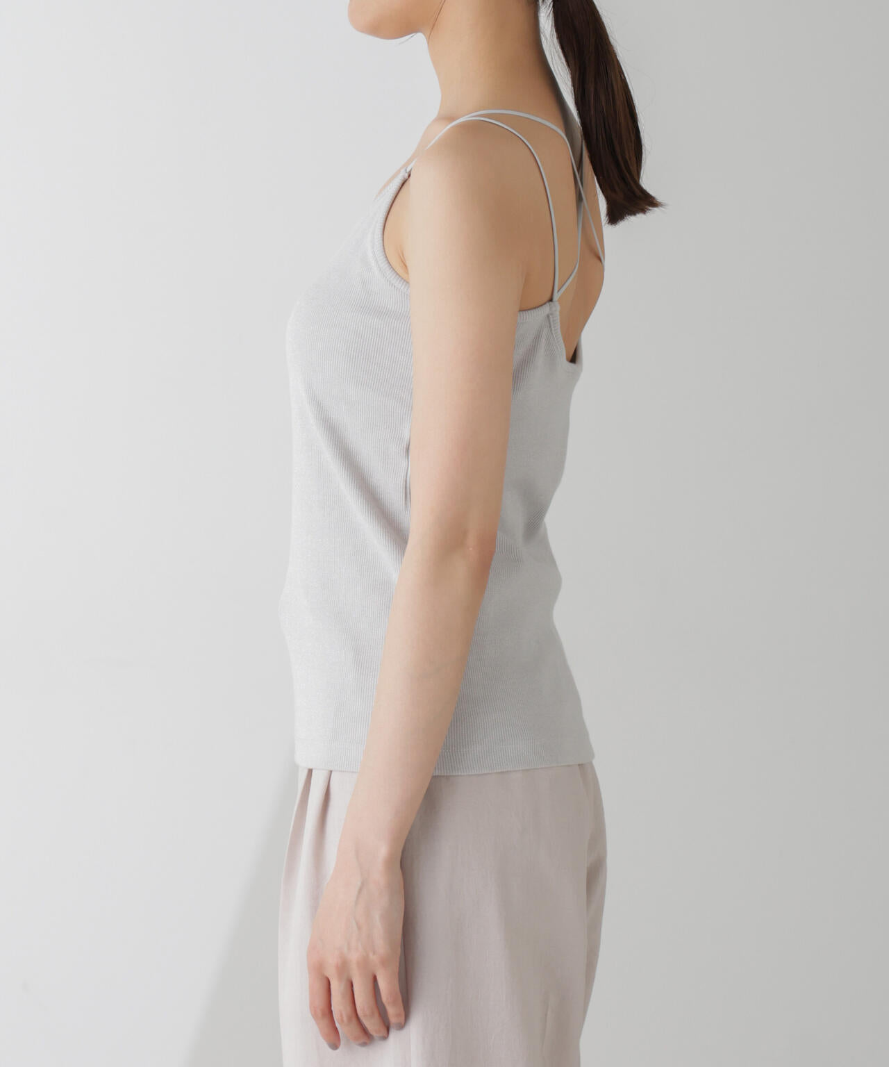 ラメテレコカップ付きバッククロスキャミソール 6694224311