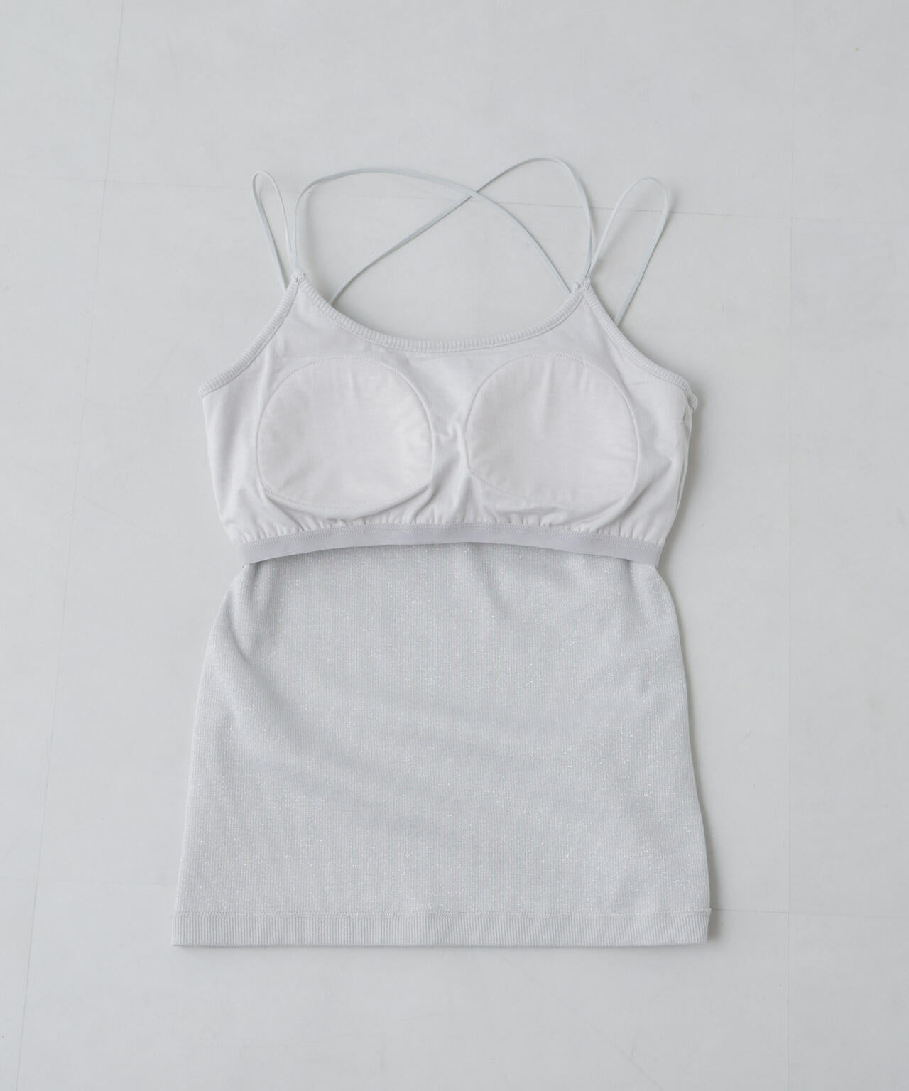 ラメテレコカップ付きバッククロスキャミソール 6694224311