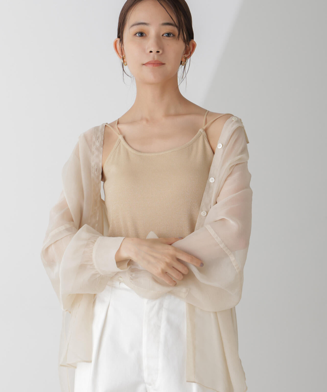 ラメテレコカップ付きバッククロスキャミソール 6694224311