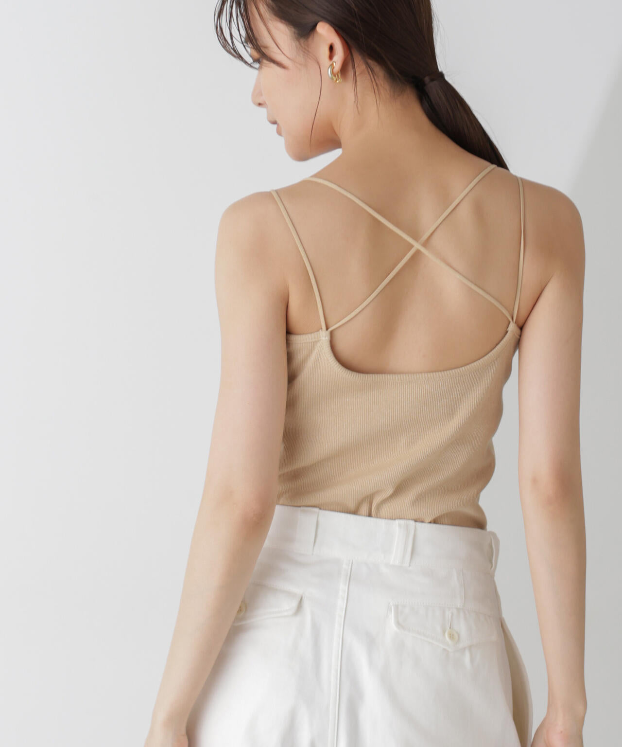 ラメテレコカップ付きバッククロスキャミソール 6694224311