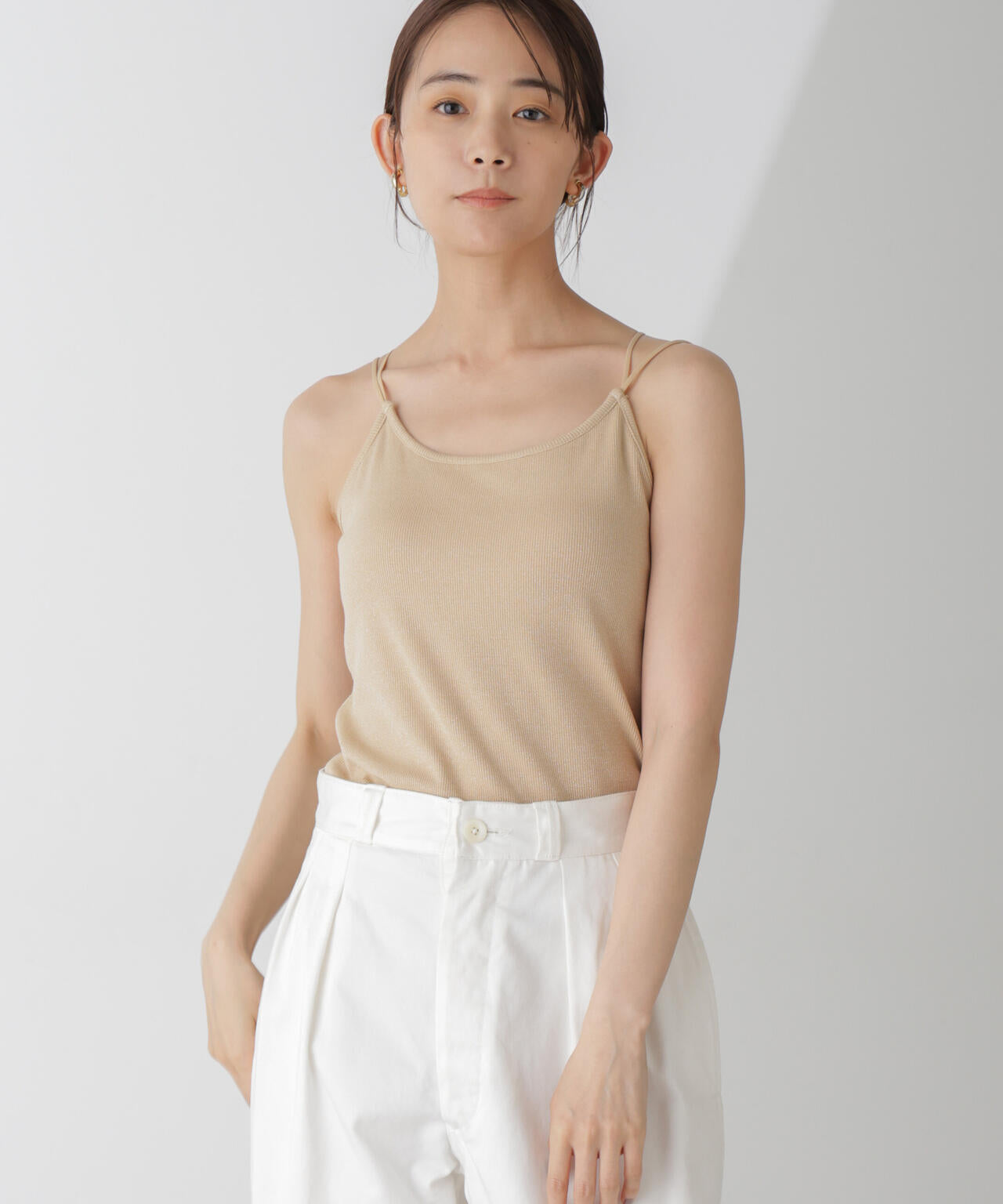 ラメテレコカップ付きバッククロスキャミソール 6694224311