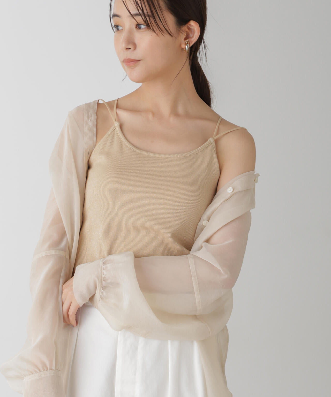 ラメテレコカップ付きバッククロスキャミソール 6694224311