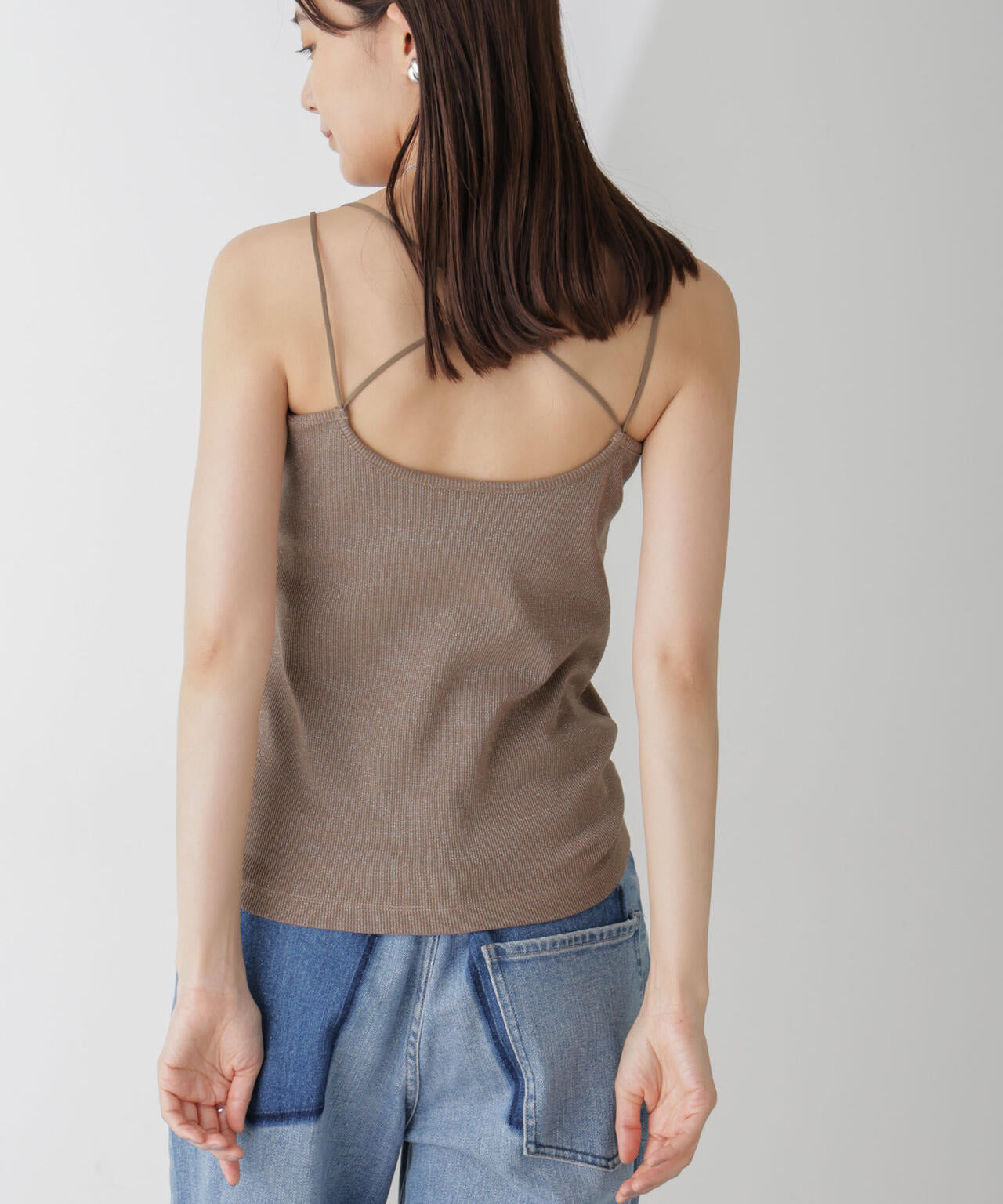 ラメテレコカップ付きバッククロスキャミソール 6694224311