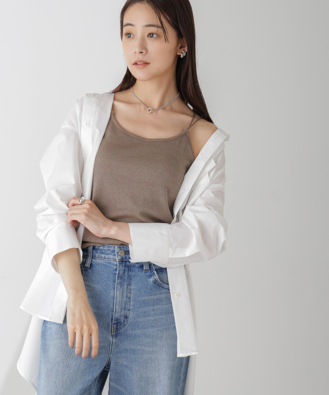 ラメテレコカップ付きバッククロスキャミソール 6694224311