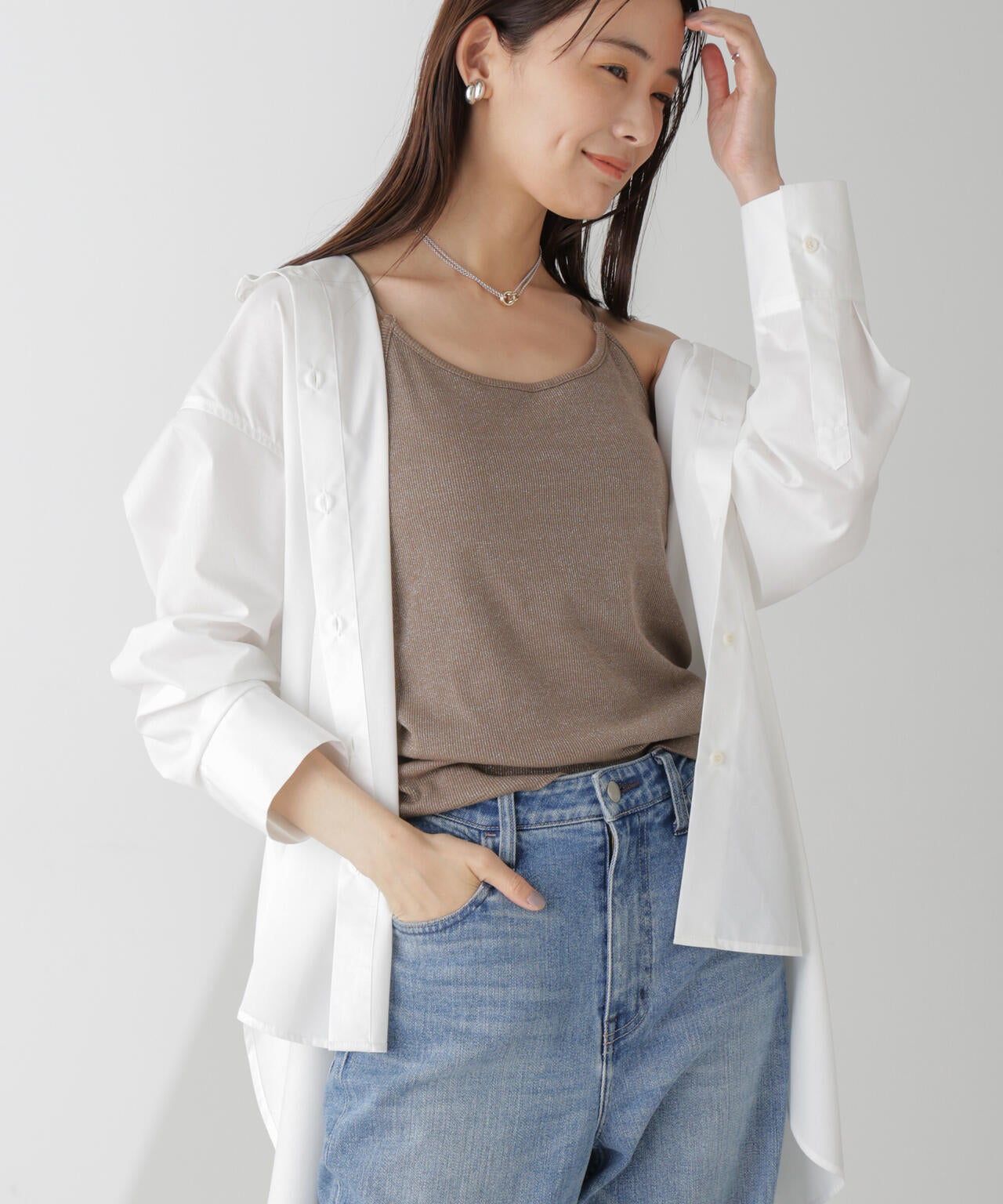 ラメテレコカップ付きバッククロスキャミソール 6694224311