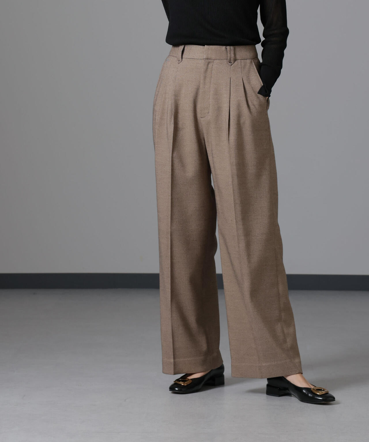 ツイードセミワイドタックパンツ(セットアップ可) 6694227309