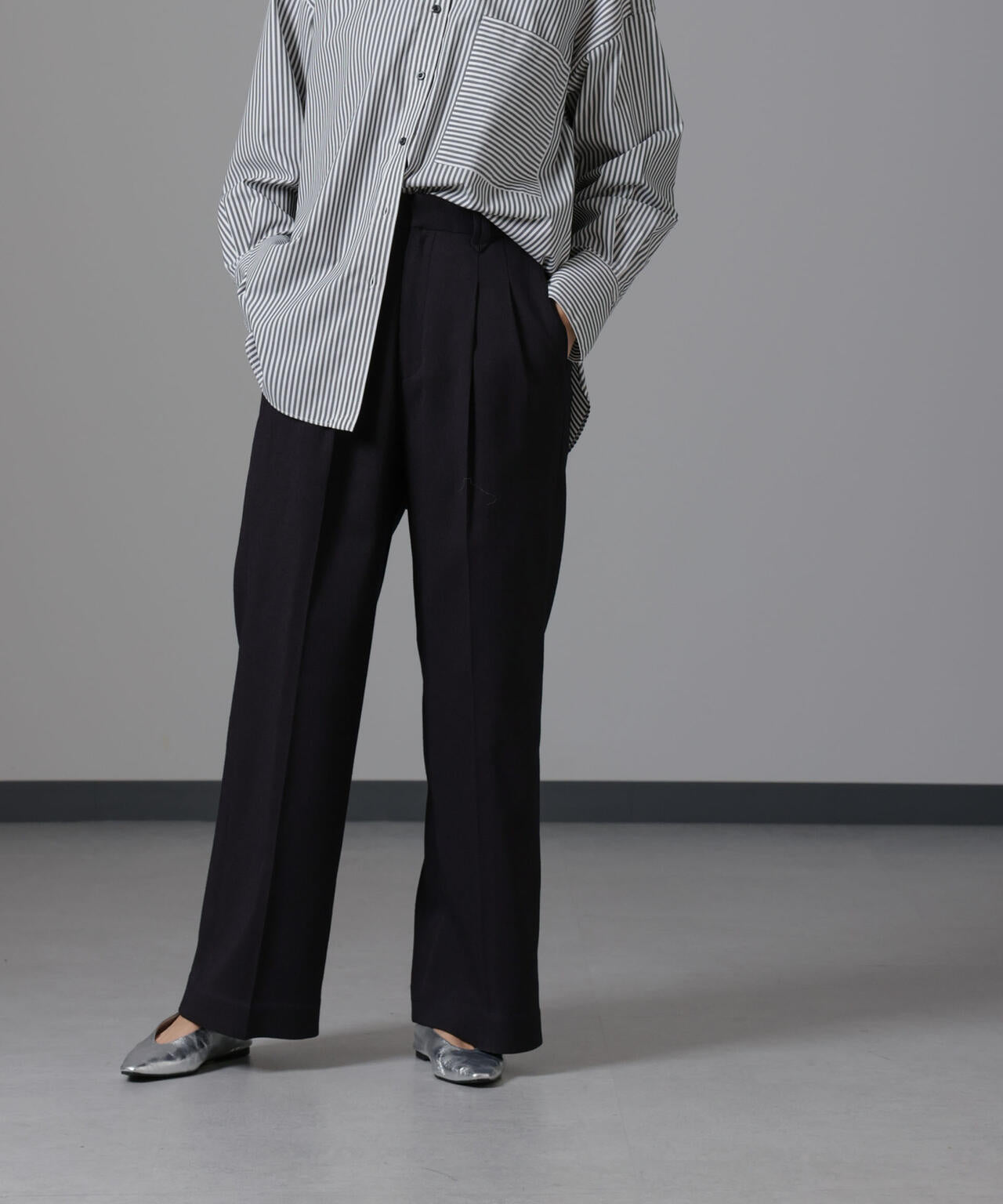 ツイードセミワイドタックパンツ(セットアップ可) 6694227309