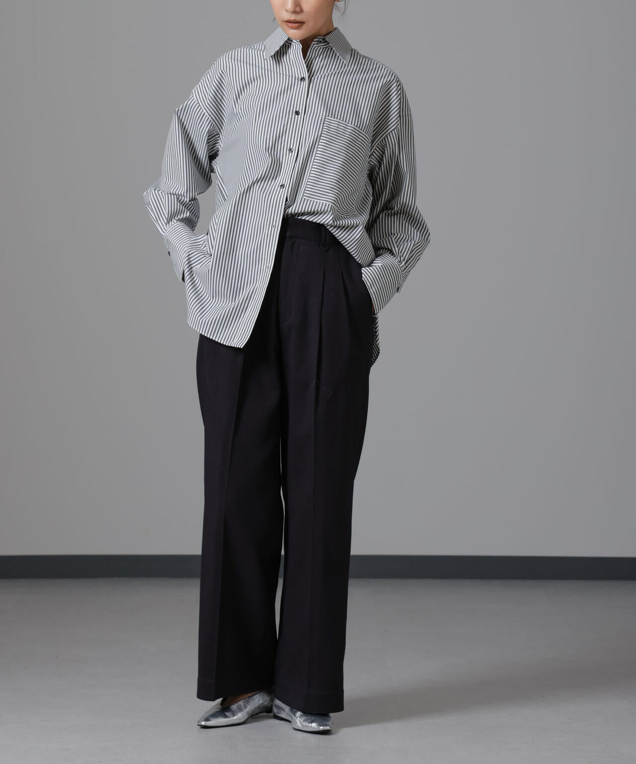 ツイードセミワイドタックパンツ(セットアップ可) 6694227309