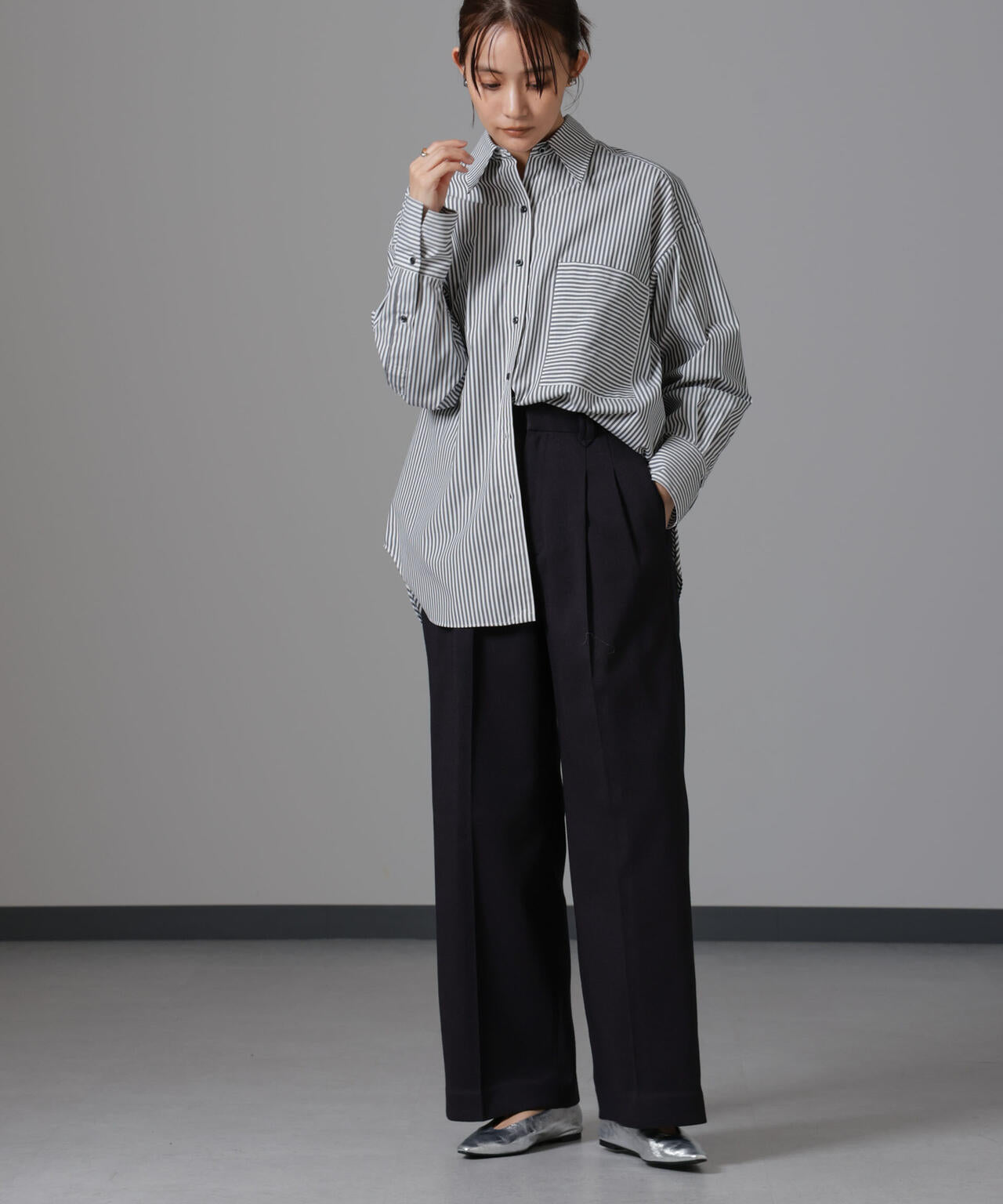 ツイードセミワイドタックパンツ(セットアップ可) 6694227309