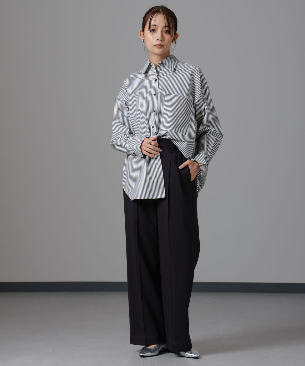 ツイードセミワイドタックパンツ(セットアップ可) 6694227309