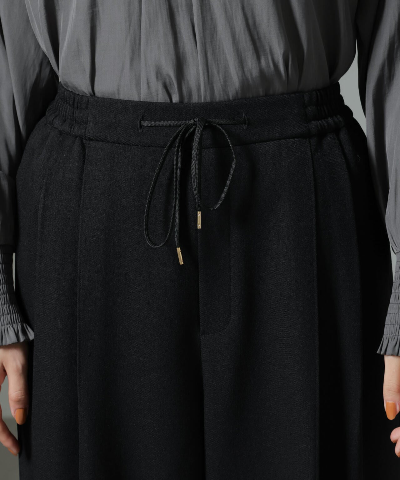 ストレッチサージピンタックイージーワイドパンツ(セットアップ可) 6694227319