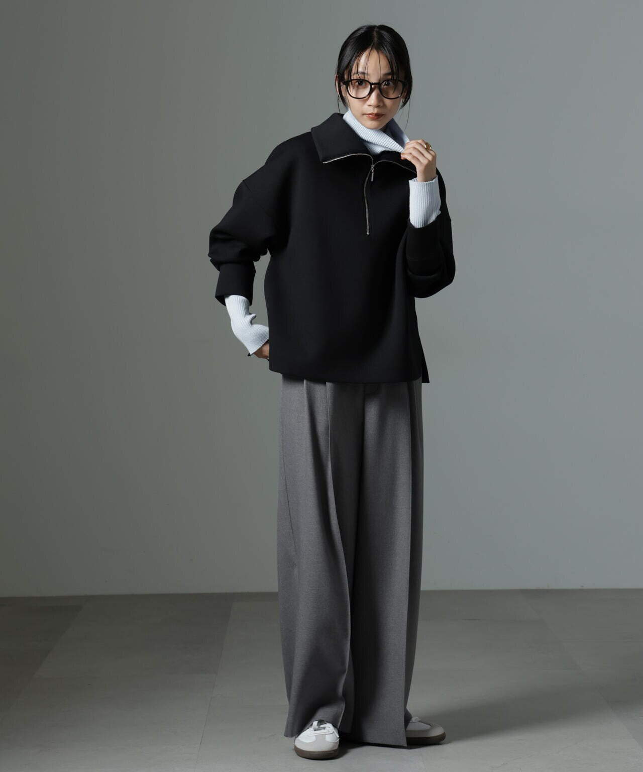 ストレッチサージピンタックイージーワイドパンツ(セットアップ可) 6694227319