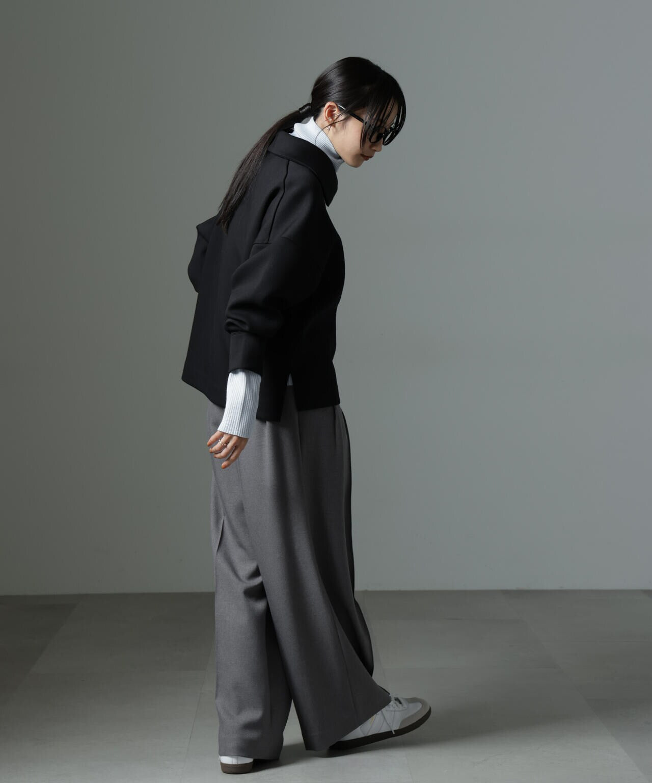 ストレッチサージピンタックイージーワイドパンツ(セットアップ可) 6694227319