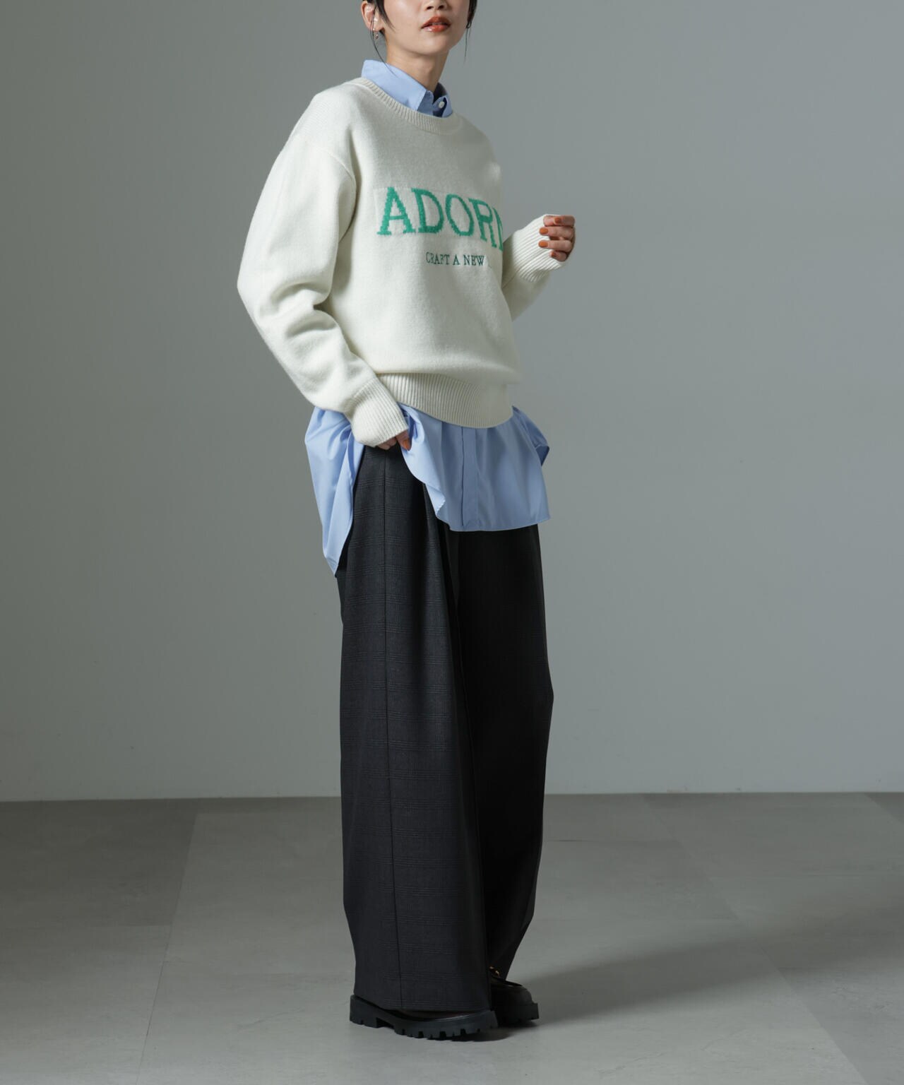 ストレッチサージピンタックイージーワイドパンツ(セットアップ可) 6694227319