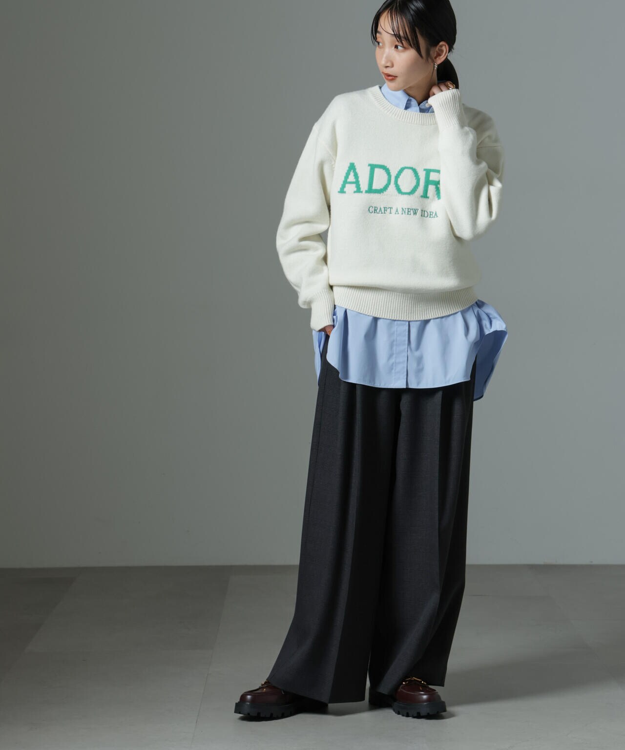 ストレッチサージピンタックイージーワイドパンツ(セットアップ可) 6694227319