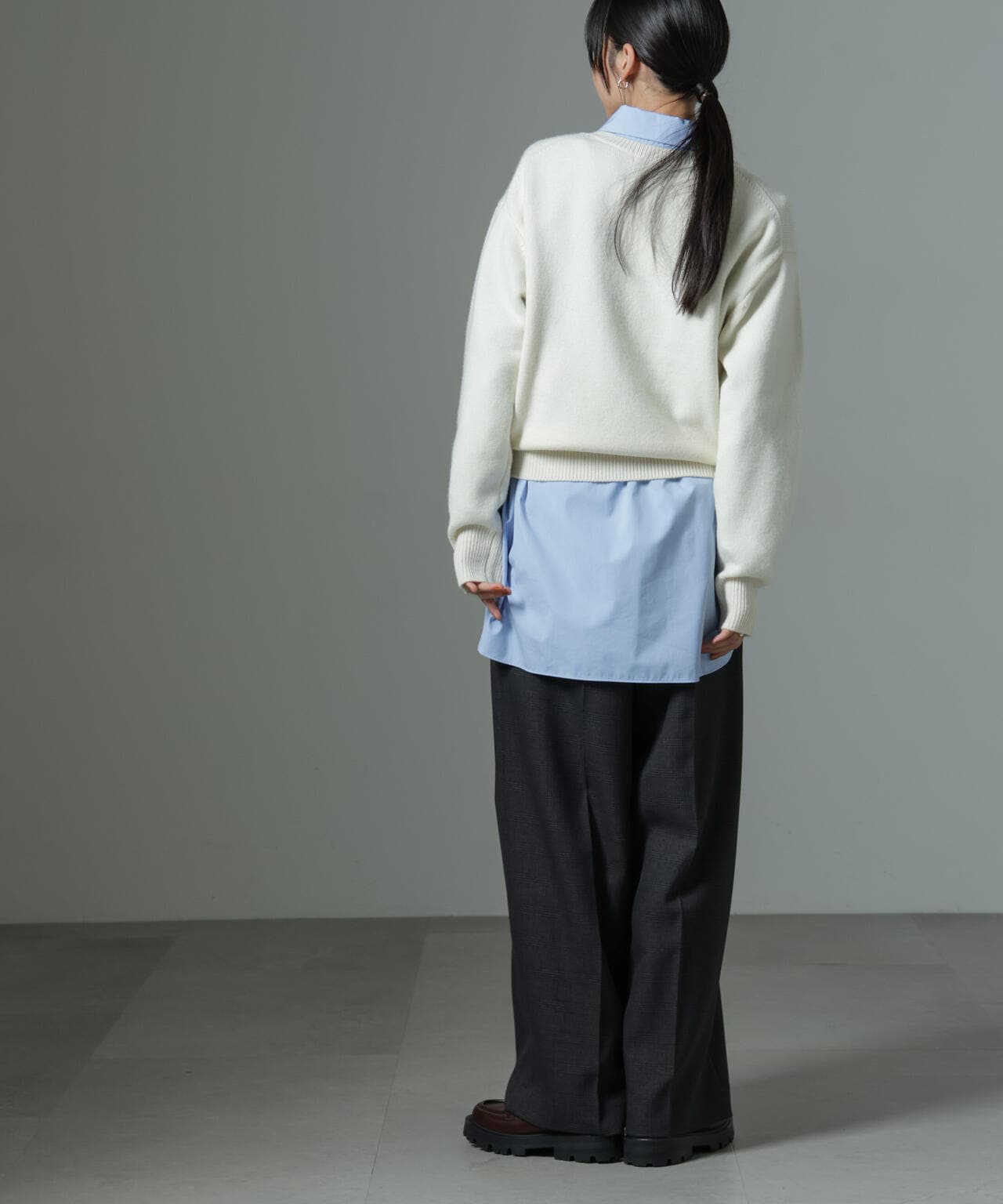 ストレッチサージピンタックイージーワイドパンツ(セットアップ可) 6694227319