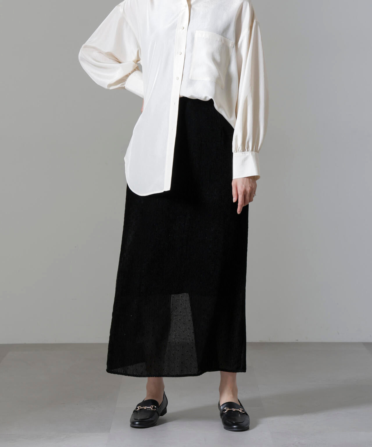 ストライプベロアIラインスカート 6694230306