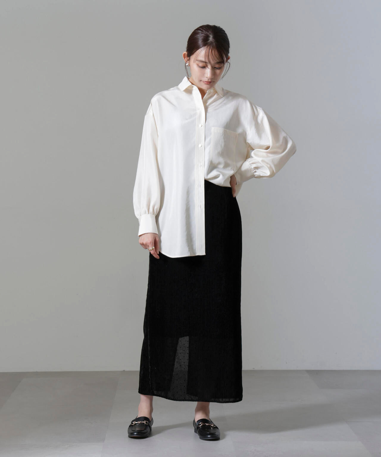 ストライプベロアIラインスカート 6694230306