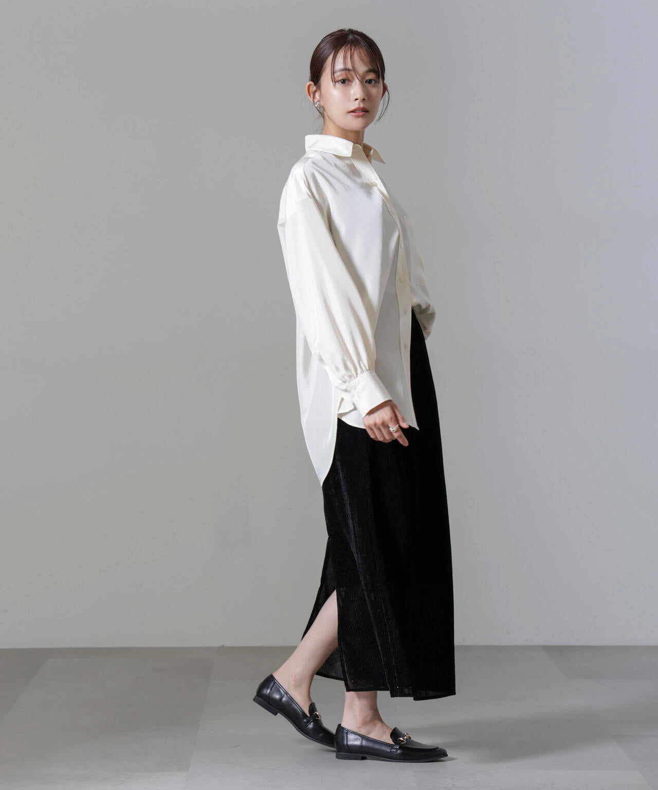 ストライプベロアIラインスカート 6694230306