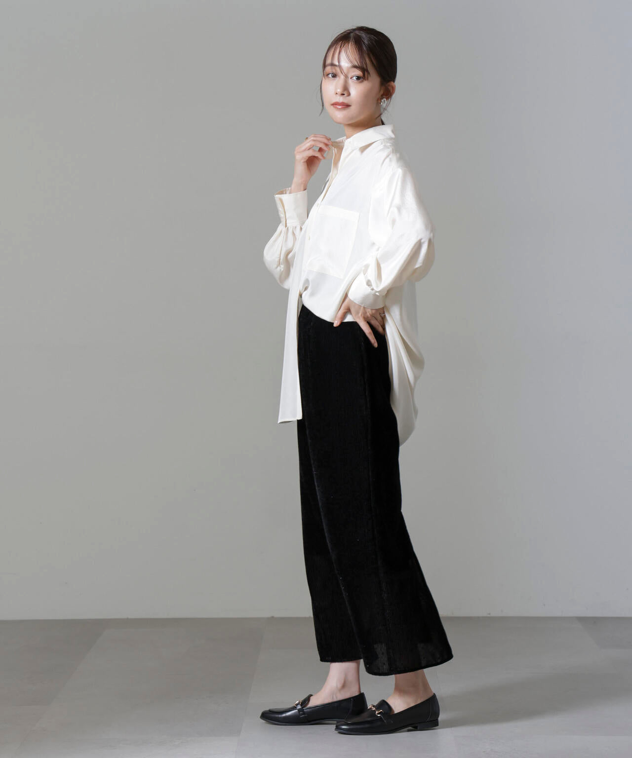 ストライプベロアIラインスカート 6694230306